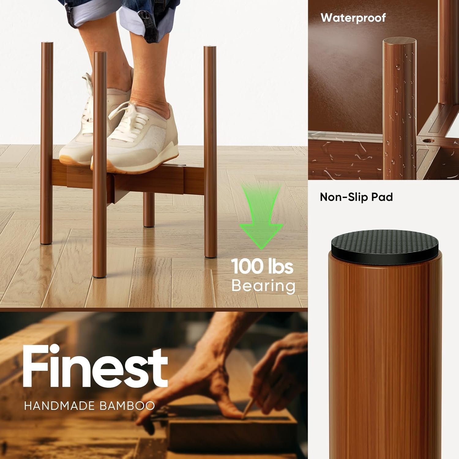 2 Pack Mid Century Modern Plant Stands with Adjustable Width 8 to 12, Indoor Bamboo Plant Stand with 2 Tier Use Method (Pot Plant Not Included) 2 Pack Mid Century Modern Plant Stands with Adjustable Width 8 to 12, Indoor Bamboo Plant Stand with 2 Tier Use Method (Pot Plant Not Included)