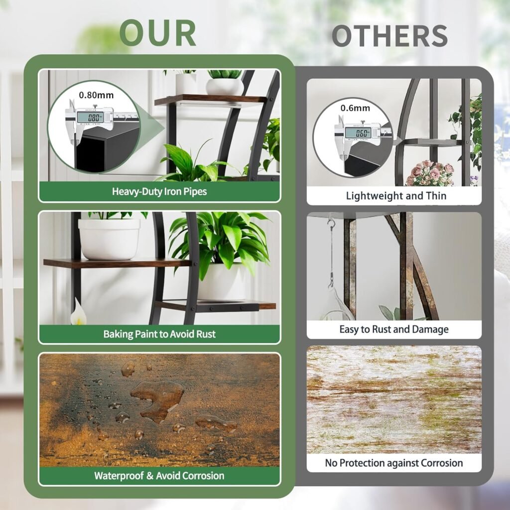 62 Tall Plant Stand with Grow Light Indoor, 7 Tiered Metal Plant Shelf for Indoor Plants, Curved Corner Plant Stand Flower Display Rack Holder for Living Room, Patio, Balcony Decor