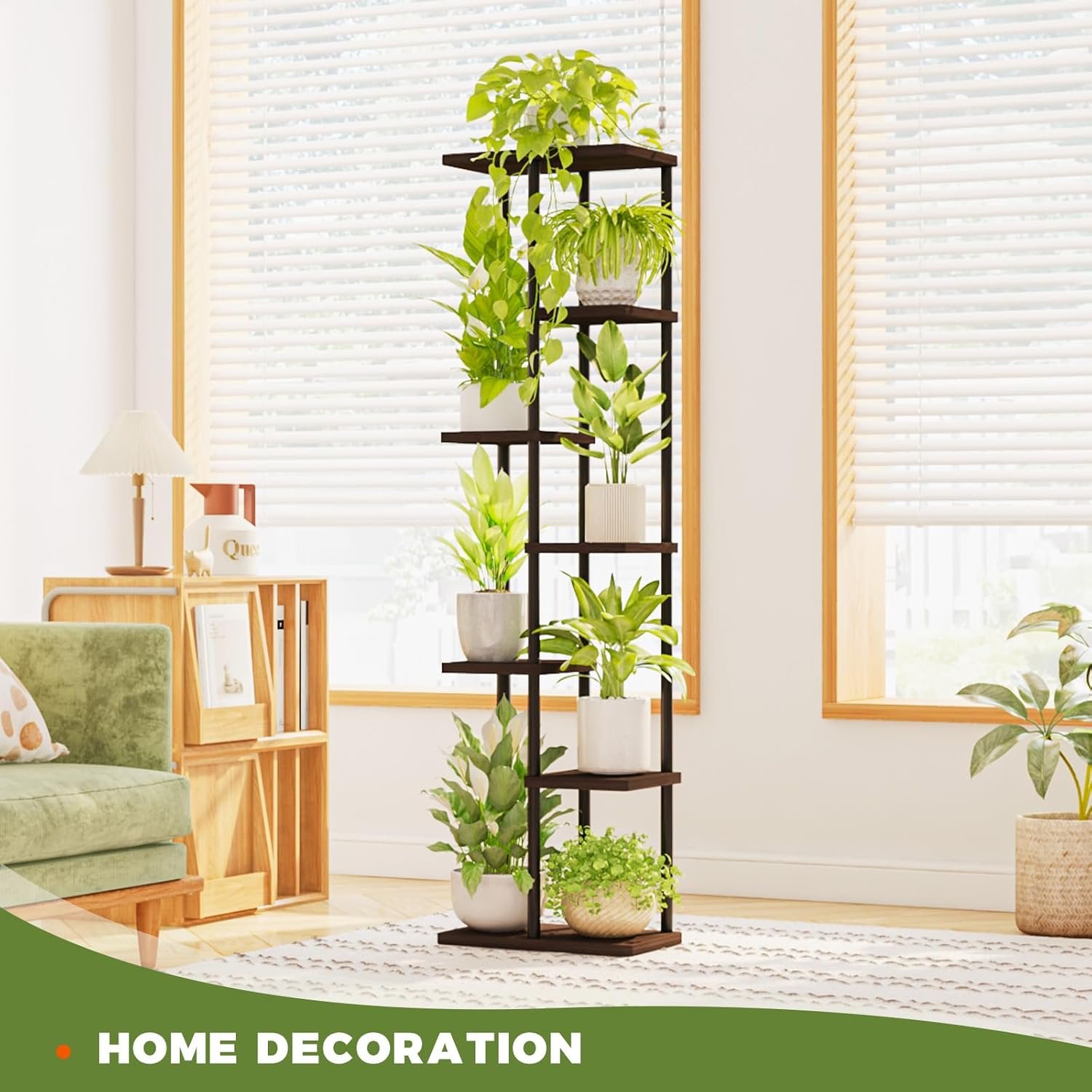 Bamworld Corner Plant Stand Indoor 5 Tier Metal Plant Shelf Black Plant Stands for Multiple Plants Small Plants Pots Flower Stand Pot Holder for Patio Garden Corner Balcony Living Room Narrow