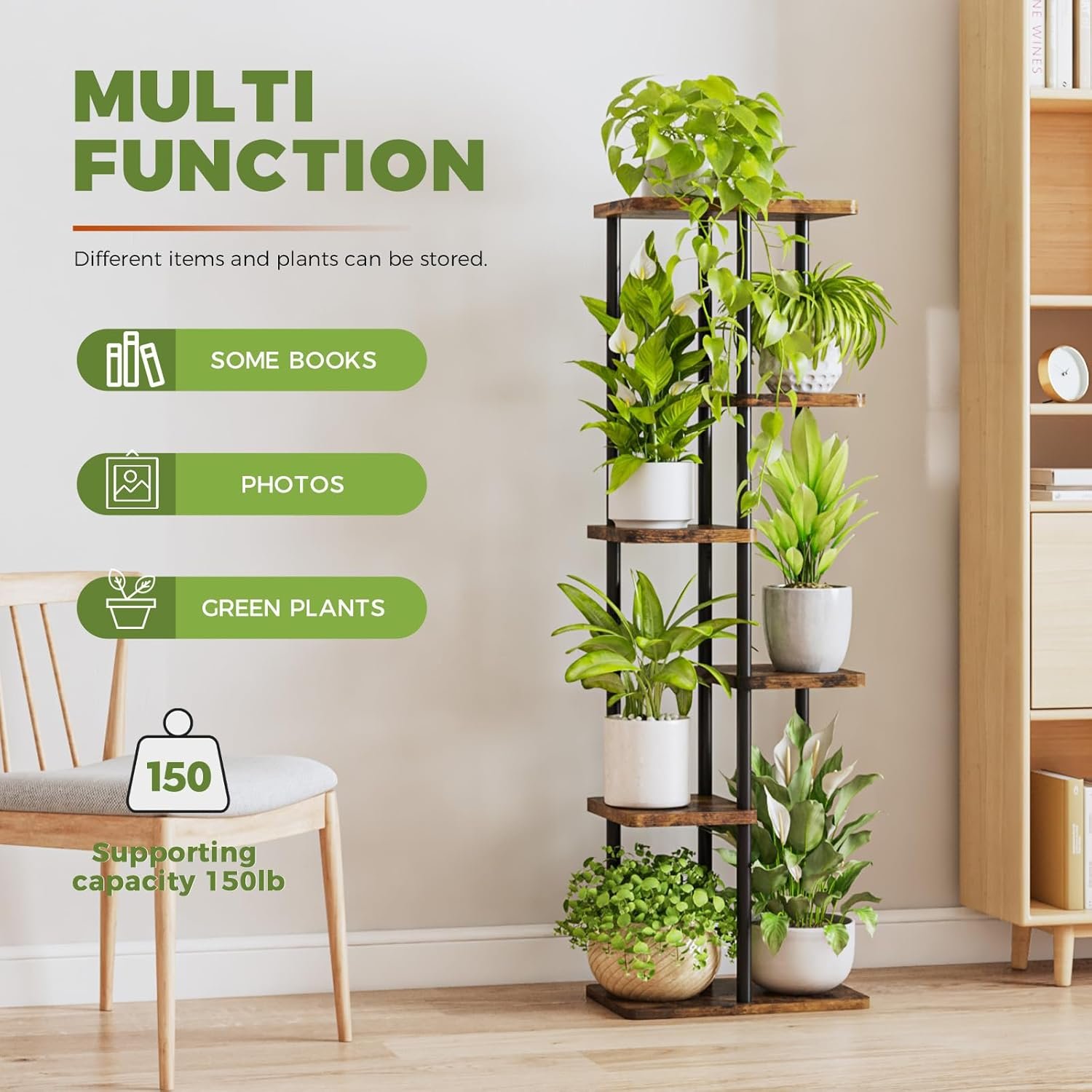 Bamworld Corner Plant Stand Indoor 5 Tier Metal Plant Shelf Black Plant Stands for Multiple Plants Small Plants Pots Flower Stand Pot Holder for Patio Garden Corner Balcony Living Room Narrow
