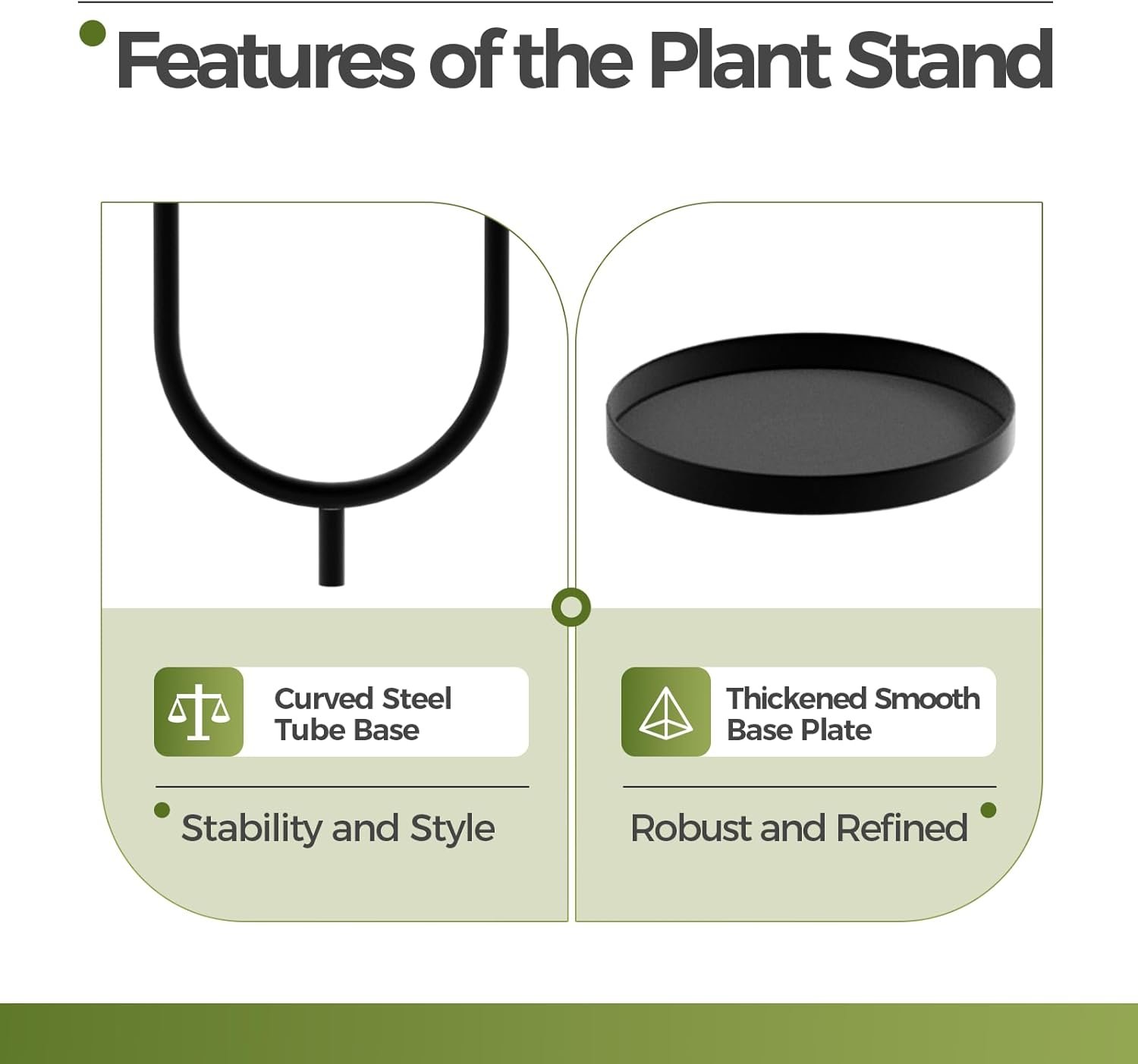 Bamworld Modern Plant Stand Indoor Tall, Corner Plant Stand for Indoor Plants, 2 Potted Black Planter Stand for Plants Display Living Room Decor（Black）