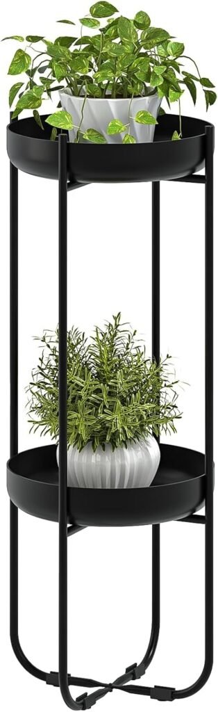 Bamworld Tall Plant Stand Indoor Outdoor, Corner Metal Flower Pot Stands for Multiple Plants, 4 Tier Heavy Duty Plant Shelf for Patio Garden Balcony Living Room Bedroom(Patent Design)