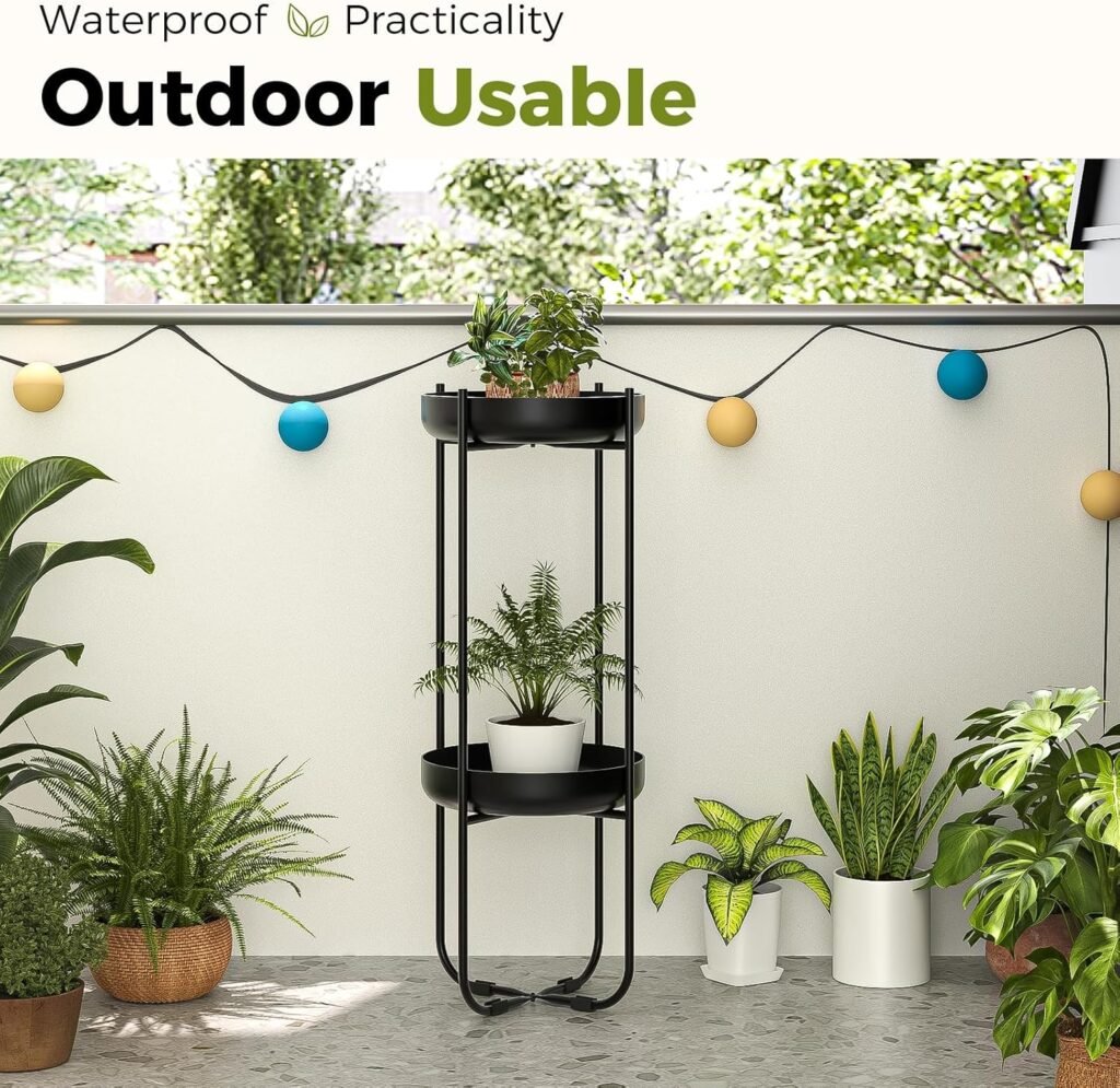 Bamworld Tall Plant Stand Indoor Outdoor, Corner Metal Flower Pot Stands for Multiple Plants, 4 Tier Heavy Duty Plant Shelf for Patio Garden Balcony Living Room Bedroom(Patent Design)