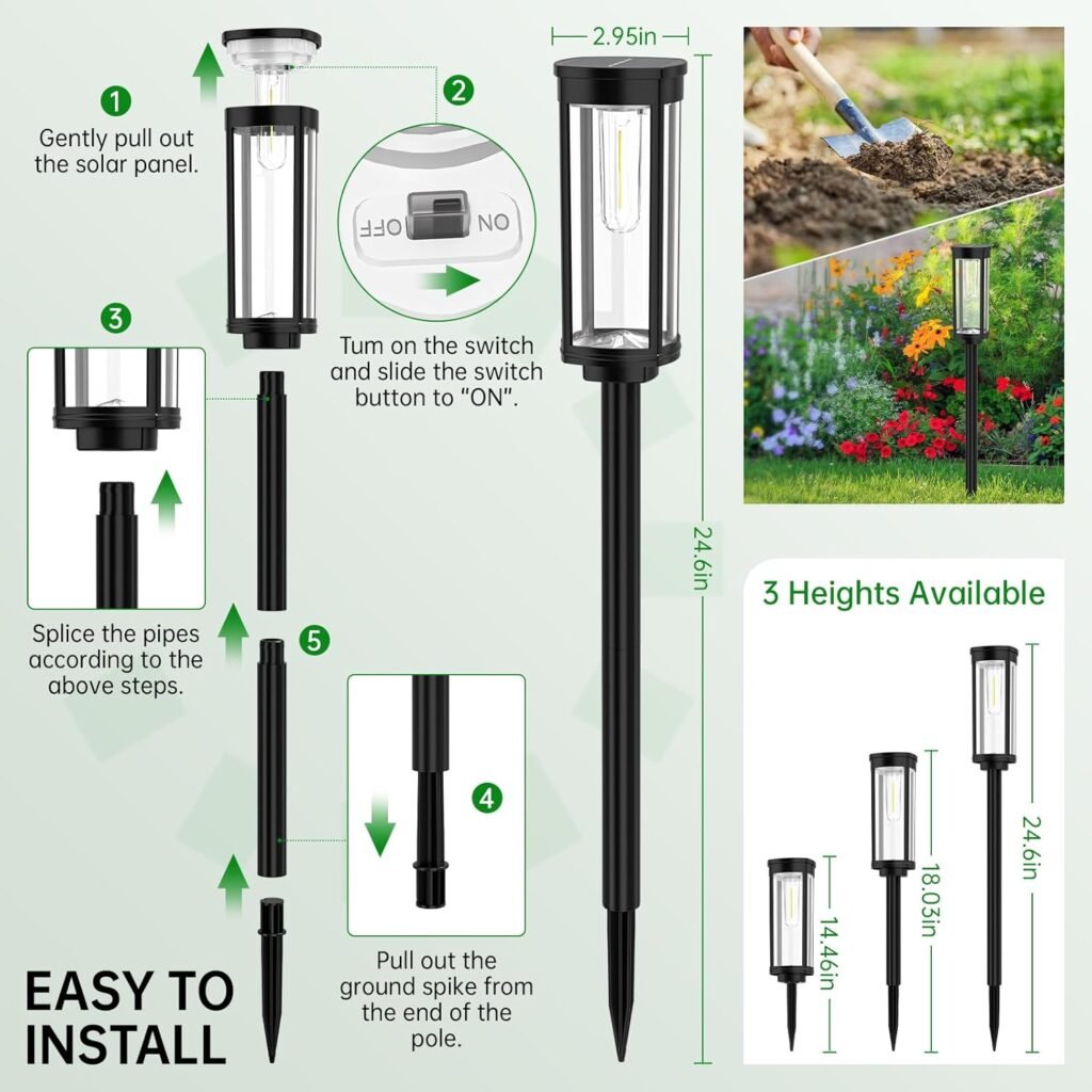 Bright Solar Pathway Lights Outdoor, 8 Pack Solar Powered Garden Lights Waterproof, Auto On/Off Solar Yard Lights for Lawn Patio Walkway Driveway Decor Landscape Lighting Bright Solar Pathway Lights Outdoor, 8 Pack Solar Powered Garden Lights Waterproof, Auto On/Off Solar Yard Lights for Lawn Patio Walkway Driveway Decor Landscape Lighting