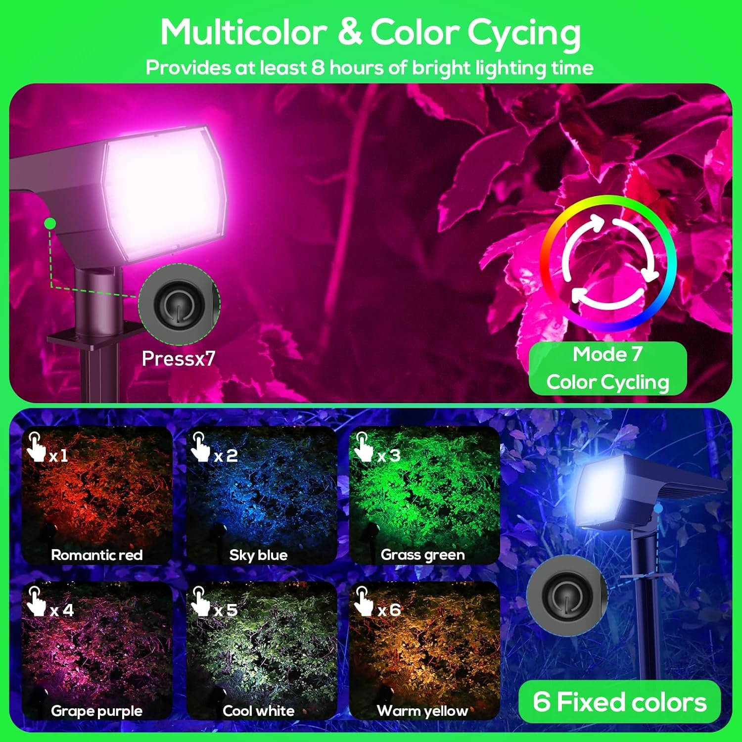 Kaxiida Solar Spot Lights Outdoor Waterproof, 3 Lighting Modes Solar Landscape Lights for Outside, 56LED Solar Powered Lights Dusk to Dawn Pack of 6