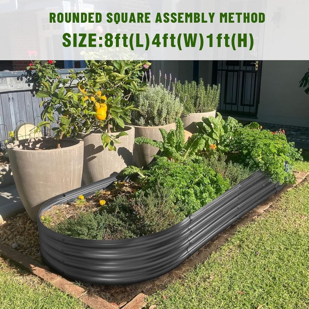 Land Guard Galvanized Raised Garden Bed Kit, Galvanized Planter Garden Boxes Outdoor, Oval Large Metal for Vegetables…………