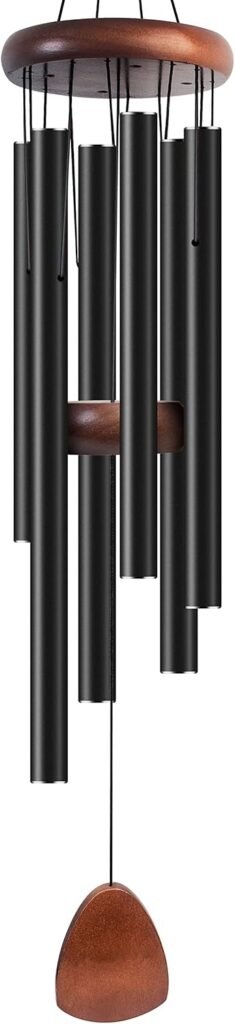 Large Aluminium Wind Chimes 37 Inches to Create a Zen Atmosphere Suitable for Outdoor, Garden, Patio Decoration. Classic Black Wind Chimes with Wind Catcher Suitable as A Gift for Unisex