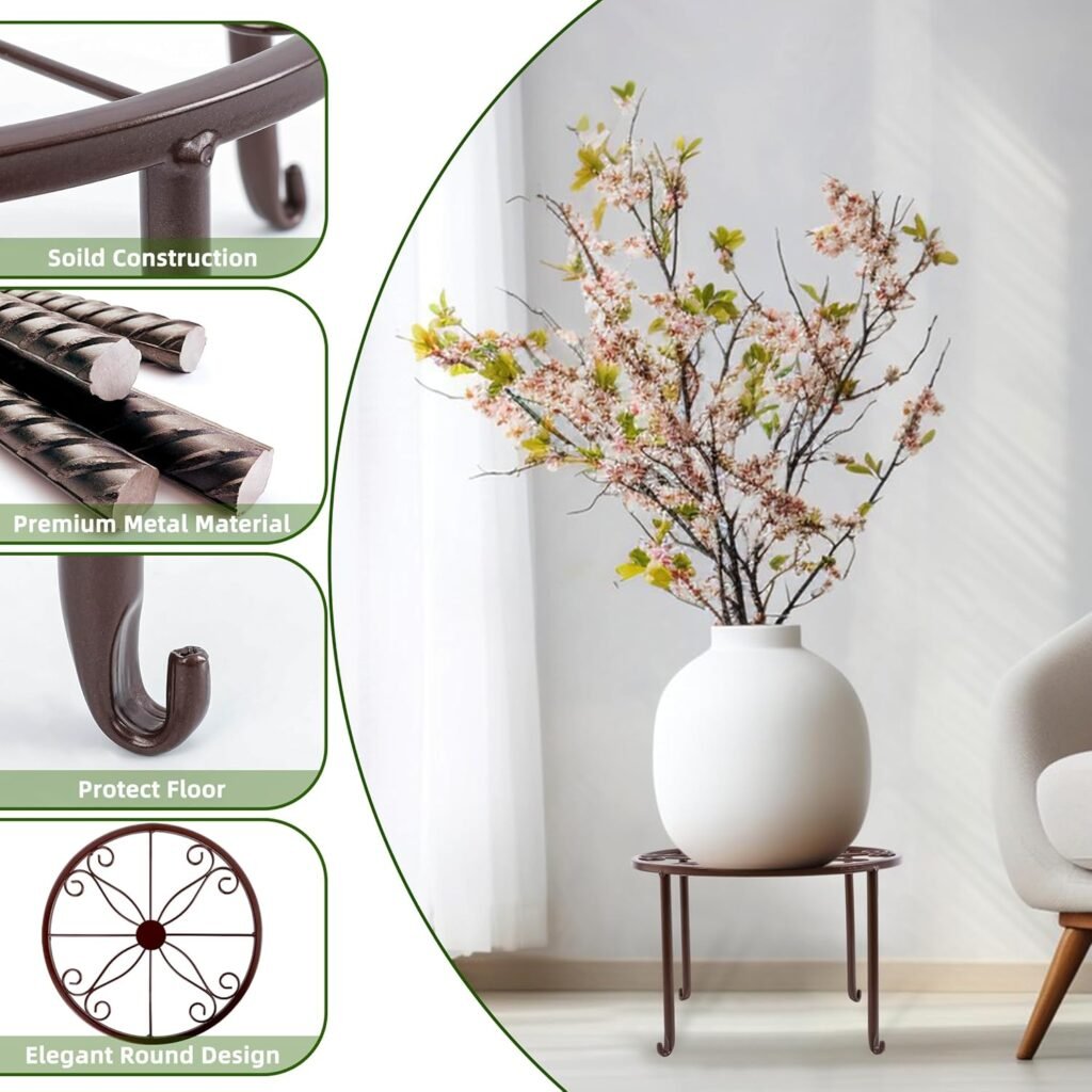 Metal Plant Stand 5 Pack Plant Stands for Indoor Outdoor Plants Multiple Heavy Duty Flower Pot Stand Holder Rustproof Iron Round Plant Shelf for Planter Outdoor Plant Stand for Patio  Garden Decor