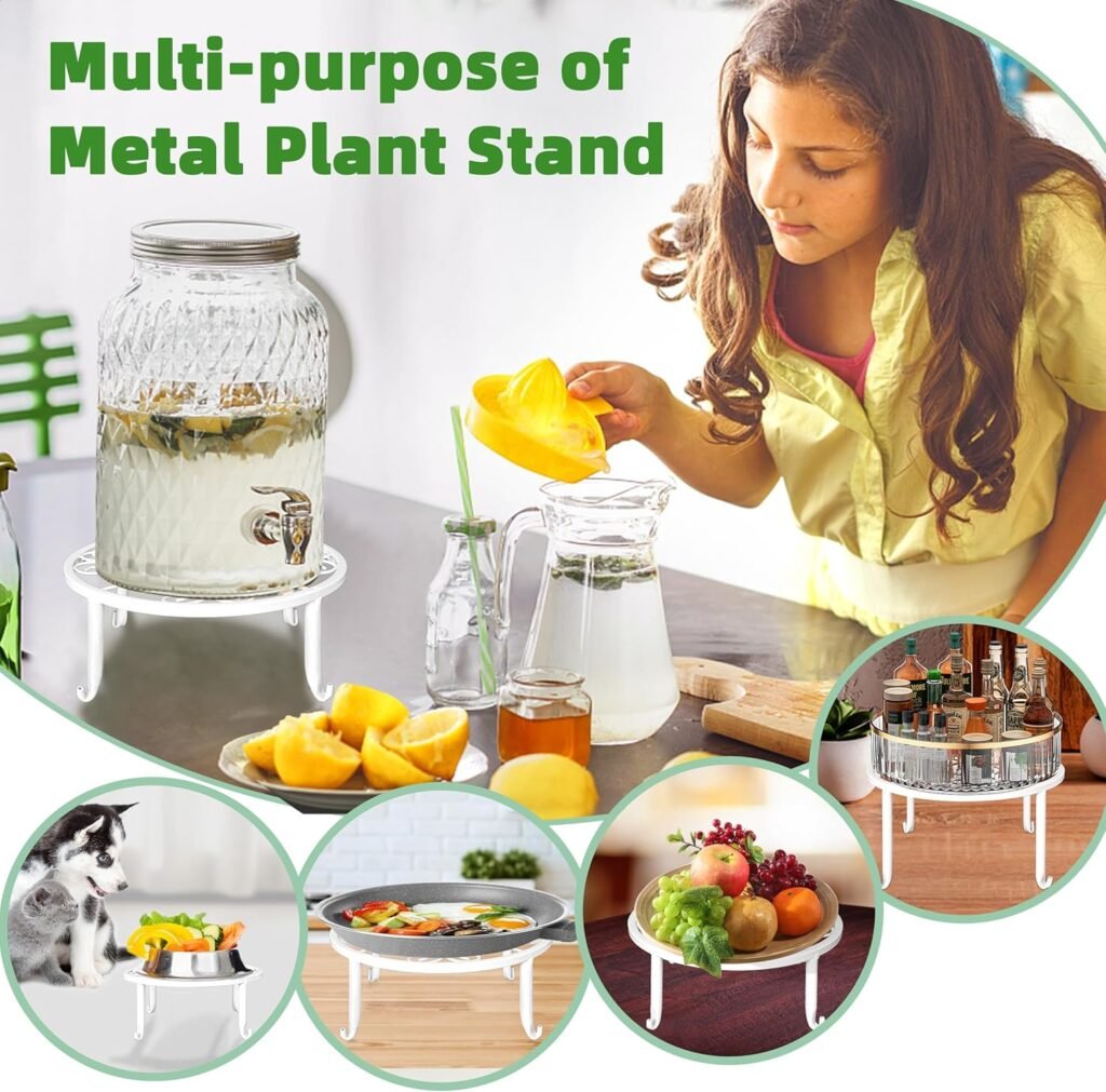 Metal Plant Stand 5 Pack Plant Stands for Indoor Outdoor Plants Multiple Heavy Duty Flower Pot Stand Holder Rustproof Iron Round Plant Shelf for Planter Outdoor Plant Stand for Patio  Garden Decor