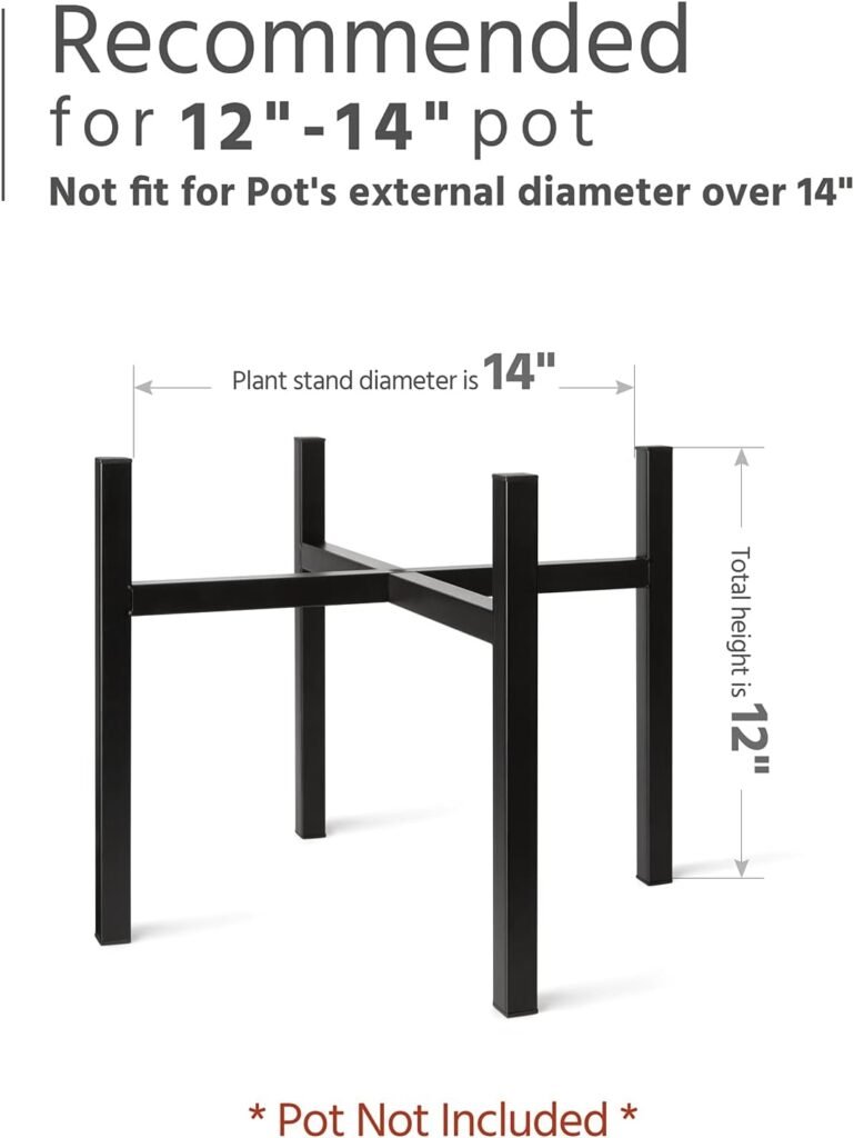 Mkono Plant Stand - EXCLUDING Plant Pot, Mid Century Modern Tall Metal Stand Indoor Flower Potted Holder, Display Rack, Fits Up to 10 Inch Planter, Black