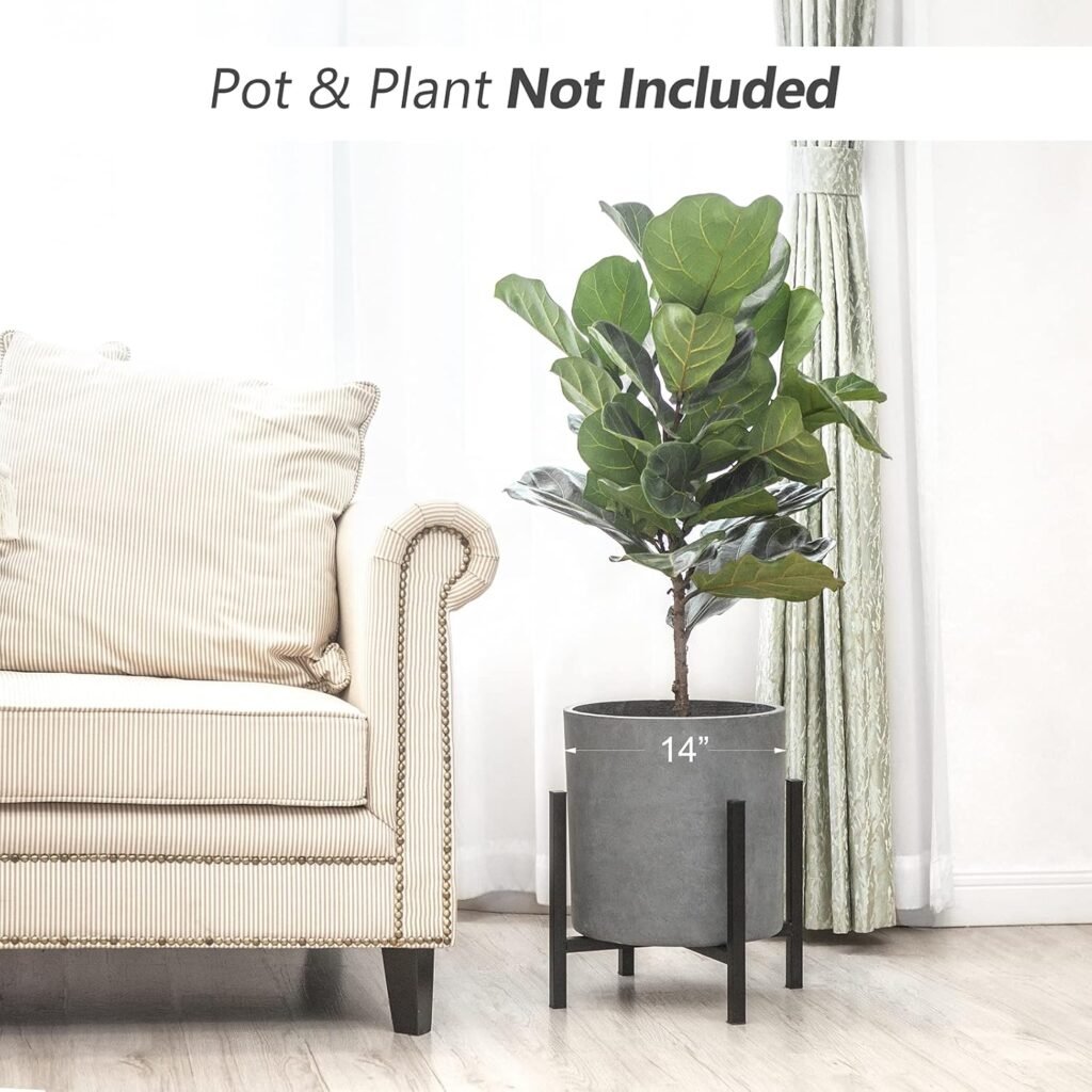 Mkono Plant Stand - EXCLUDING Plant Pot, Mid Century Modern Tall Metal Stand Indoor Flower Potted Holder, Display Rack, Fits Up to 10 Inch Planter, Black