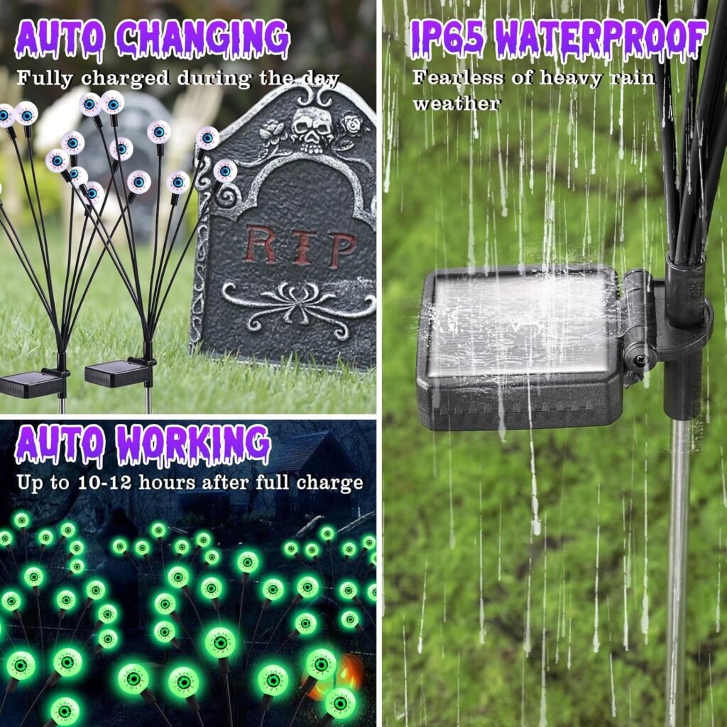 Solar Garden Lights, ASMAD 4 Pack 32 LED Solar Outdoor Lights, Outdoor Decorations Lights, Solar Swaying Lights, Firefly Lights for Patio Pathway Outdoor Decor, Big Bulb Solar Swaying Lights