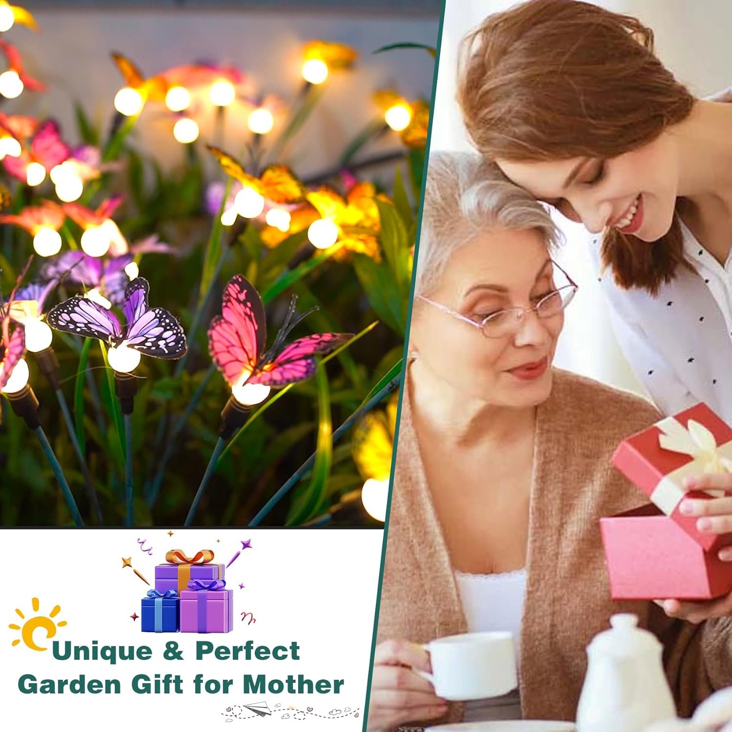 TONULAX Solar Garden Lights - Swaying Butterfly Light, Swaying in The Wind, Solar Outdoor Lights, Yard Patio Pathway Decoration, High Flexibility Iron Wire  Realistic Butterflies (2 Pack)