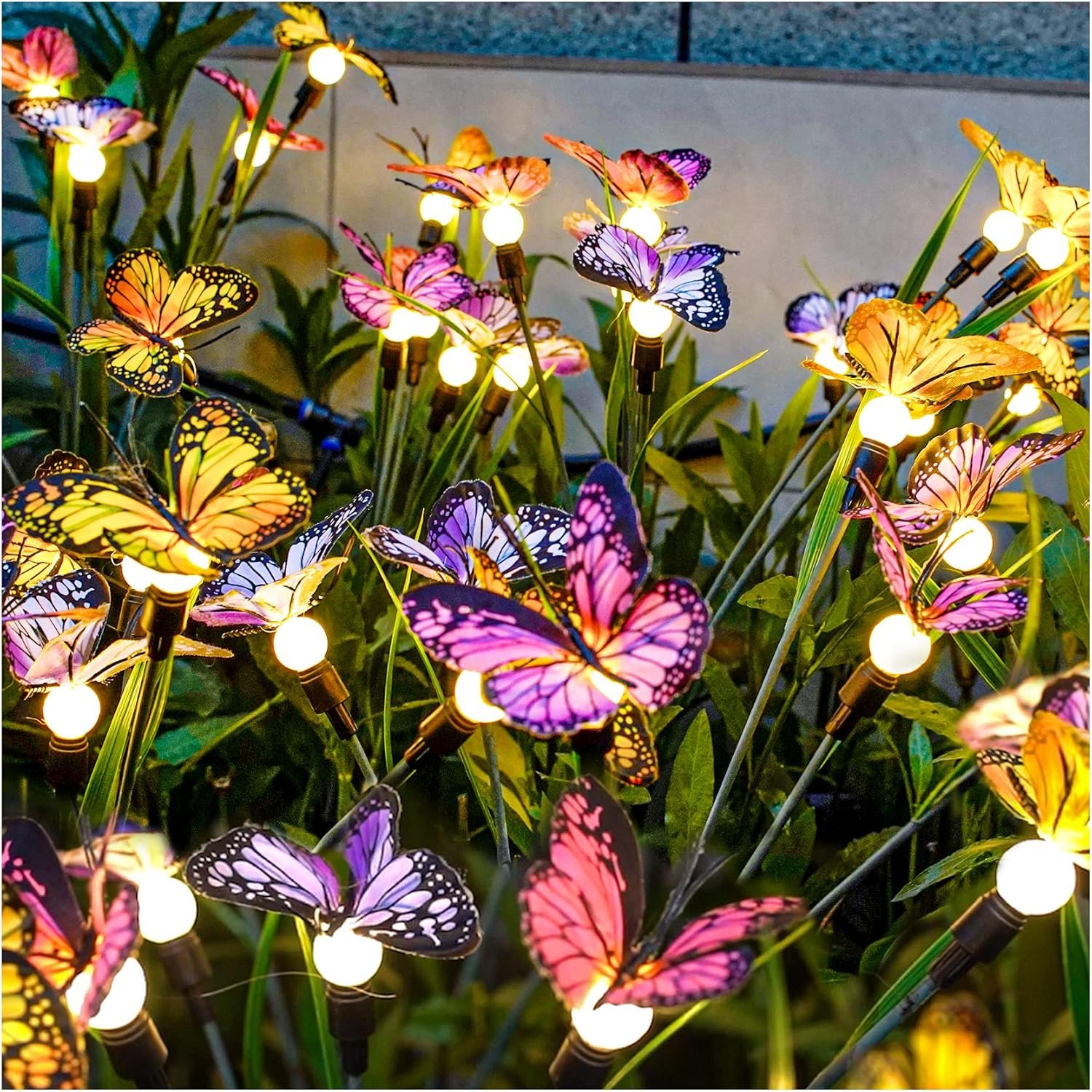 TONULAX Solar Garden Lights - Swaying Butterfly Light, Swaying in The Wind, Solar Outdoor Lights, Yard Patio Pathway Decoration, High Flexibility Iron Wire  Realistic Butterflies (2 Pack)