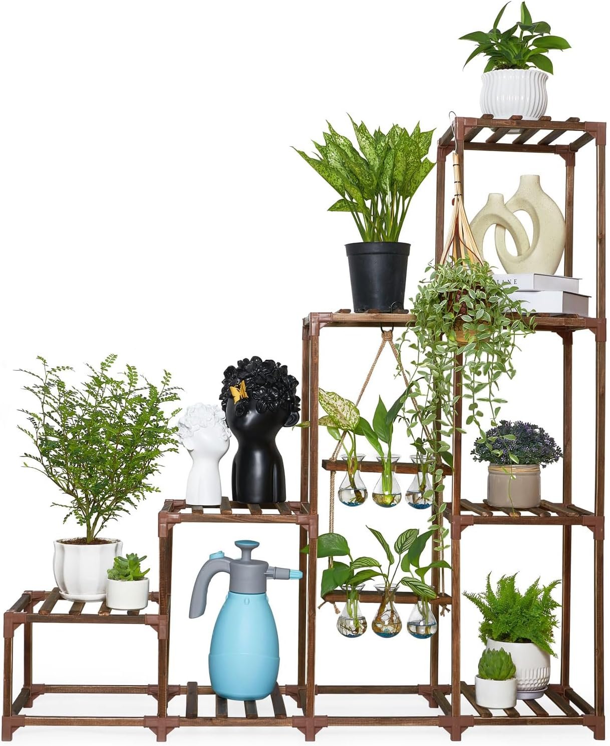 XXXFLOWER Plant Stand Indoor Outdoor Large Plant Cabinet Corner Holder Plant Shelf 13 Tiers Wood Plant Rack for Multiple Plants Pots Flowers Stand for Living Room Boho Apartment Balcony Garden Decor
