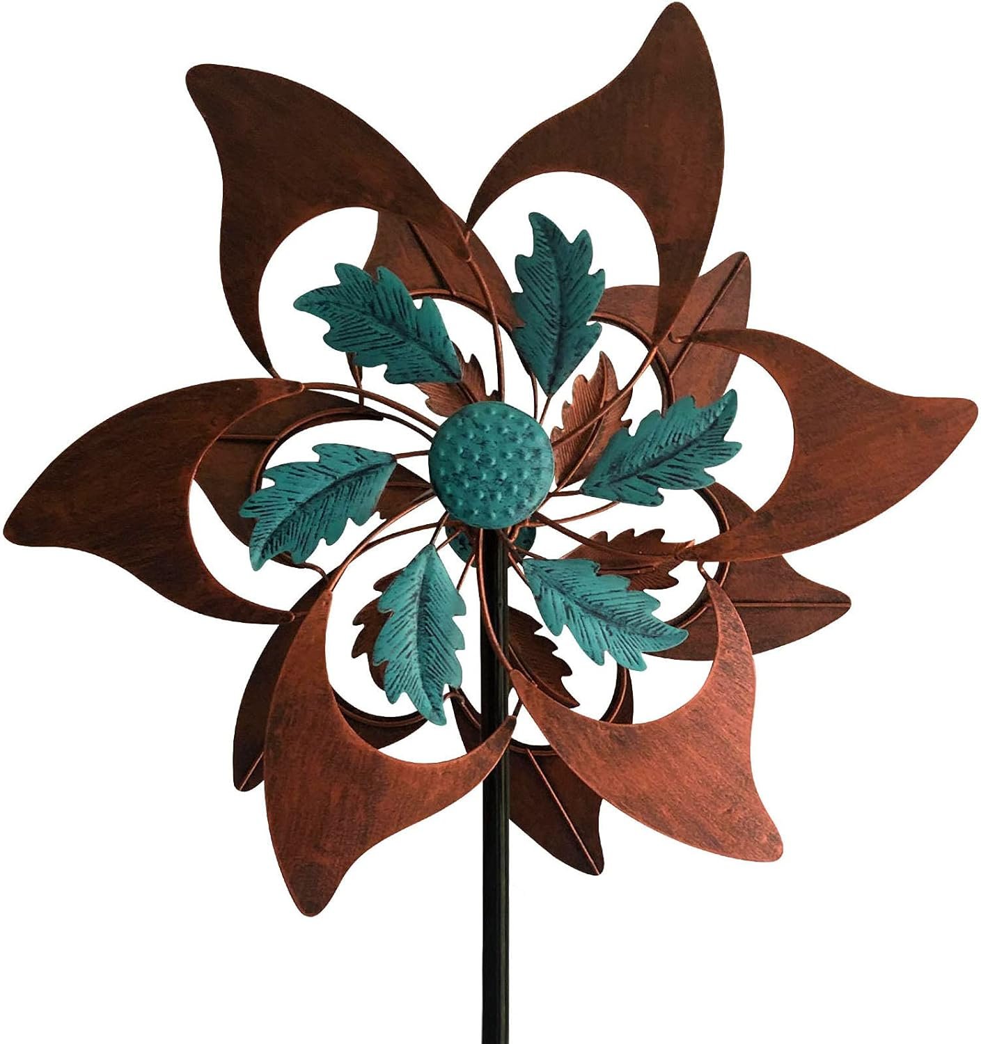 360 Degrees Metal Swivel Classical Two-Color Windmill Wind Spinner for Patio Lawn Outdoor Yard Lawn Garden