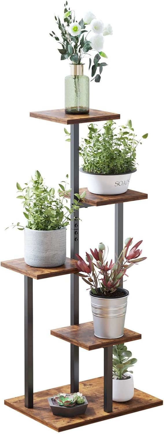 4 Tier Plant Stand Indoor, Tiered Plant Stands for Indoor Plants Multiple, Corner Flower Stand for Living Room, Multi-Layer Vintage Design Plant Shelf