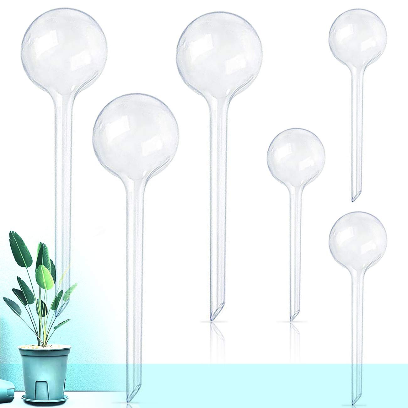 6 PCS Plant Self-Watering Bulbs,Clear Garden Watering Globes,Automatic Water Device for Plants,Indoor Outdoor Decor