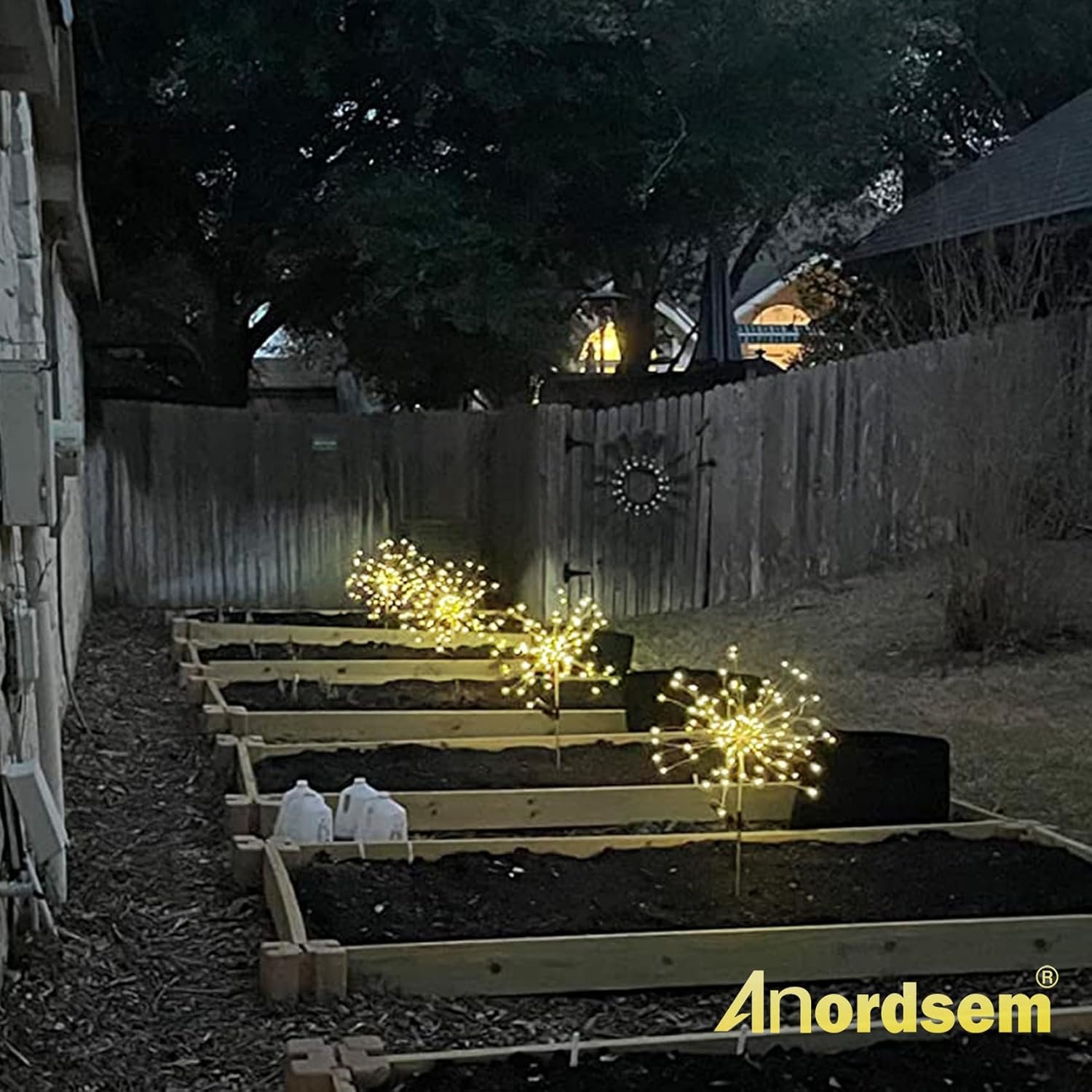 Anordsem Solar Garden Lights Outdoor: Fairy Fireworks Light Waterproof for Yard Decorative Outside - Firefly Starbuck LED Lighting Patio Pathway House Decorations