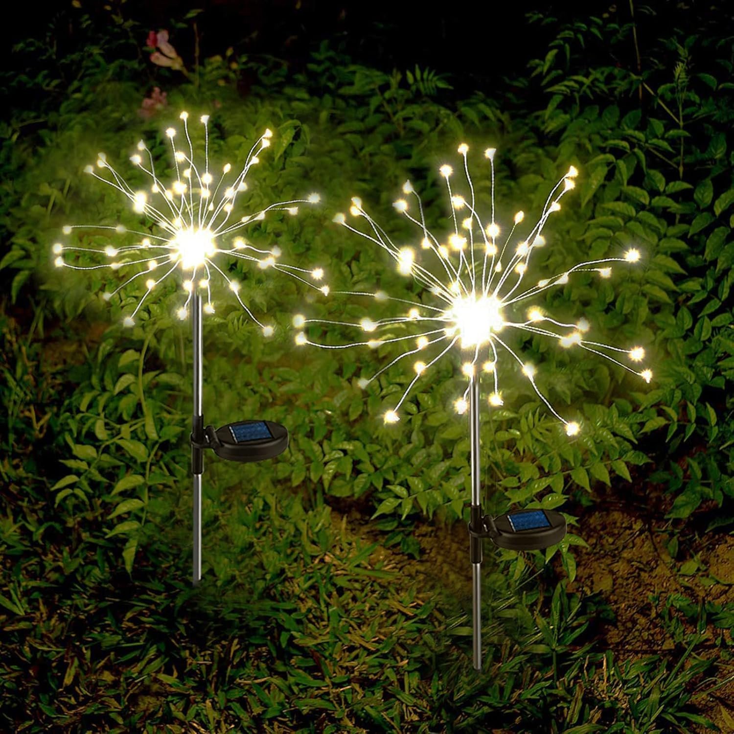 Anordsem Solar Garden Lights Outdoor: Fairy Fireworks Light Waterproof for Yard Decorative Outside - Firefly Starbuck LED Lighting Patio Pathway House Decorations