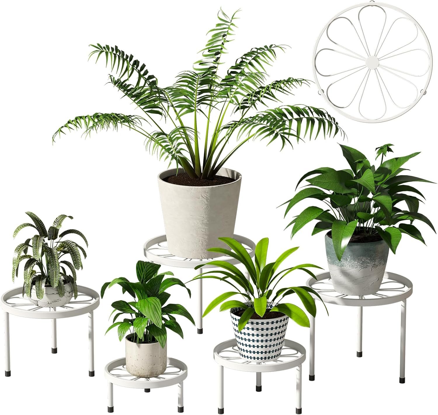 Black Plant Stands for Indoor, 5-Pack Metal Plant Stand, Heavy Duty Plant Pot Shelf for Multiple Plant, Decoration Racks for Home, Patio  Garden