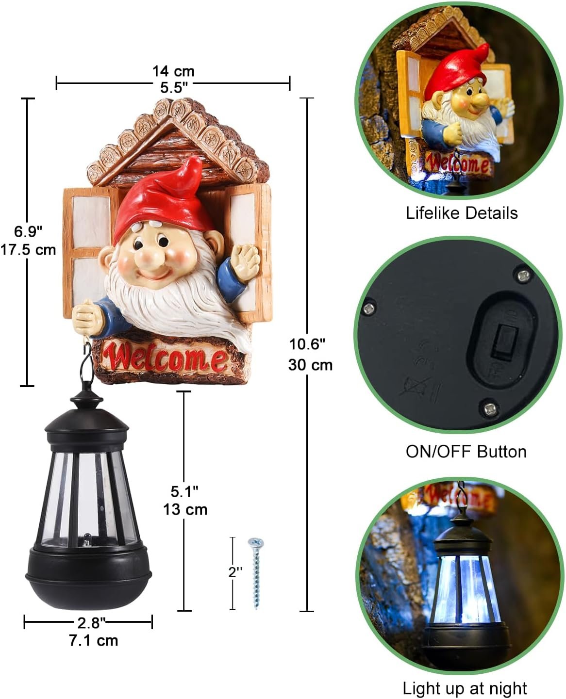 Dragon Tree Hugger with Solar Lantern - 9.3 Inch Resin Statue for Outdoor Garden Decor - Ideal Housewarming  Birthday Gifts for Grandma Mom Women