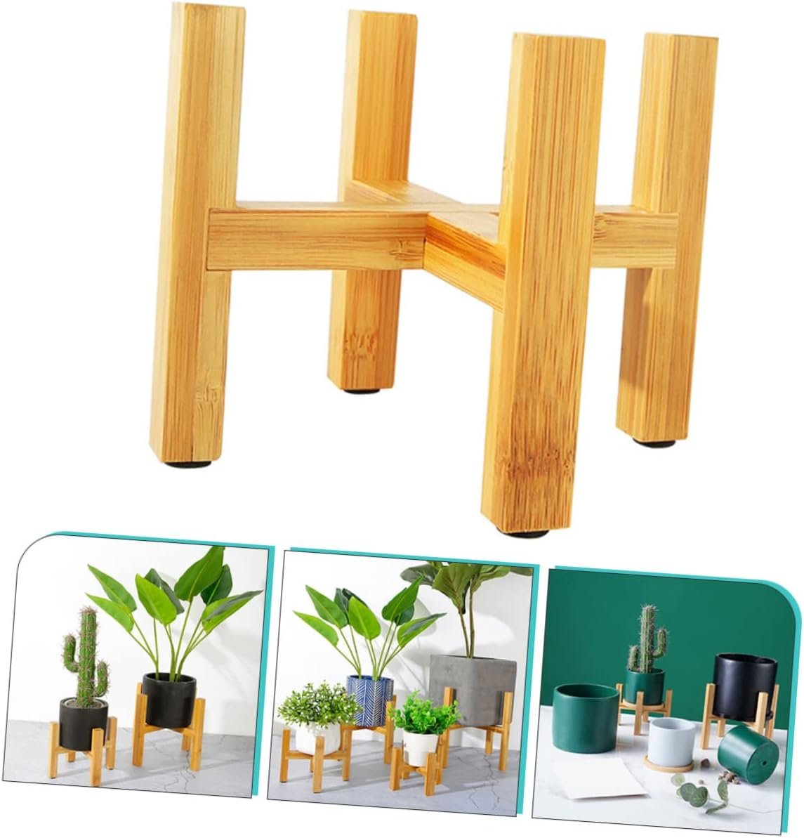 Elegant Plant Rack with Pot Holder Wooden Pots Display Stand for Home Decor