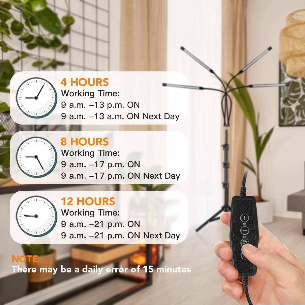 GHodec Grow Light with Stand, 5500K Full Spectrum Gooseneck Floor Plant Light for Indoor Plants Growing,5 Dimmable Levels  Auto On/Off Timer,Tripod Stand Plant Lamp Height Adjustable