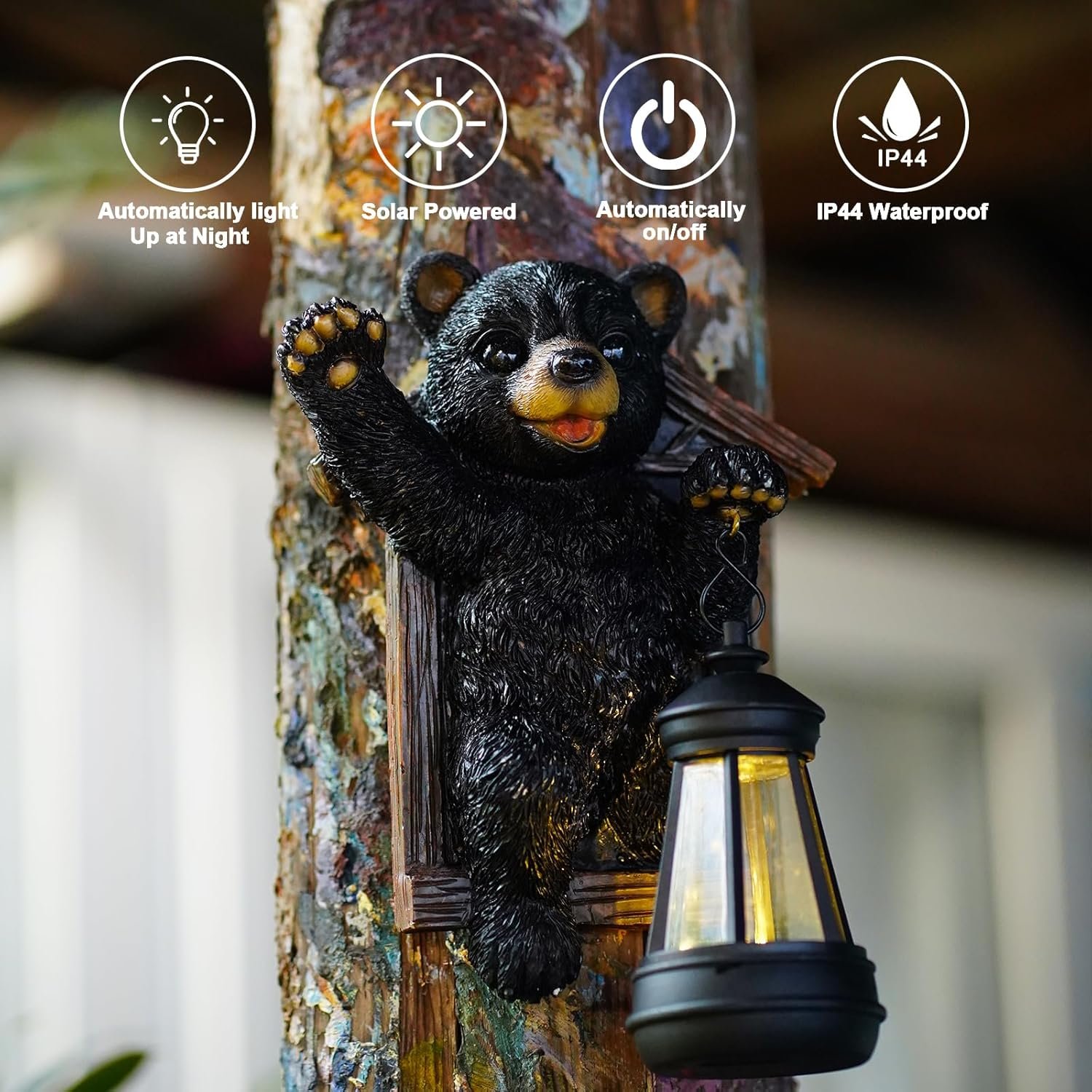 Goodeco Dragon Tree Hugger Garden Statue with Solar Lantern - 9.3 Inch Resin Dragon Decor for Outdoor, Perfect Dragon Gifts  Yard Decor