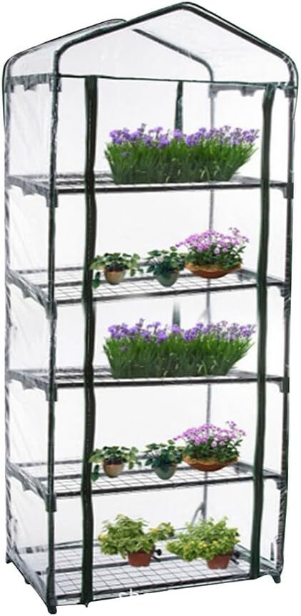 Greenhouse for Outdoors with Mesh Side Windows, Small Walk-in Green House Plant Stands Plastic PE Cover Outside Portable Warm House for Seedling Flowers Growing, 5 Tiers,Excluding Shelves