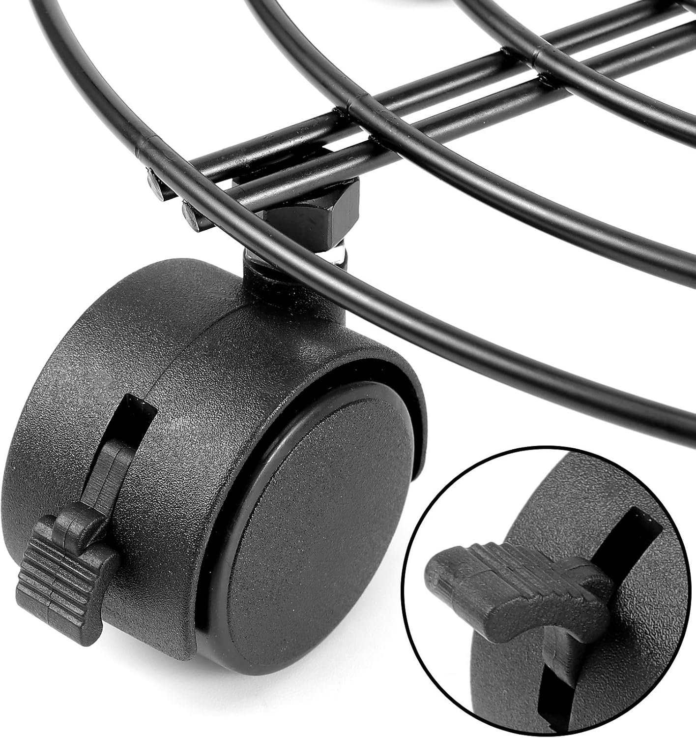 KEILEOHO 3 Pack 10.6 Inches Metal Plant Caddy with Wheels, Heavy Duty Plant Caddy Stands, Rolling Plant Stand for Indoor, Outdoor, Garden, House, Black