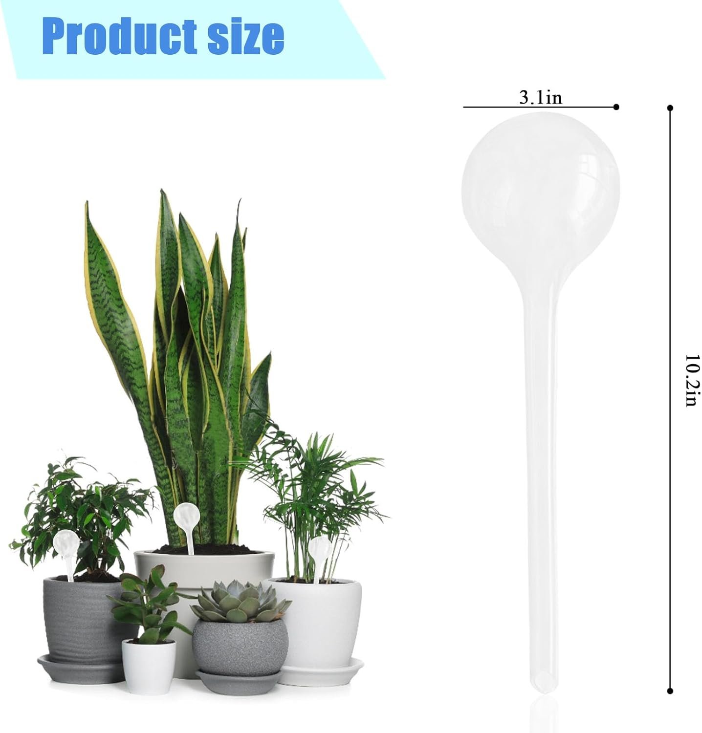 Large 10pcs Plant Watering Globes,Lazy Person Watering Tool， Plastic Plant Garden Self Watering Devices, Plant Automatic Waterer Self Watering Bulbs for Indoor Outdoor Potter Plants (White)