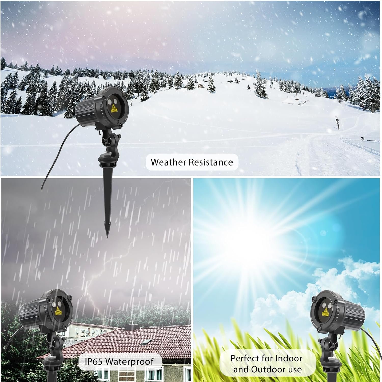 Laser Christmas Projector Lights Outdoor, Outdoor Garden Laser Lights, Landscape Lights with Red and Green Stars, IP65 Waterproof,Cold Resistant. Suitable for Holiday, Party, Garden Decorati