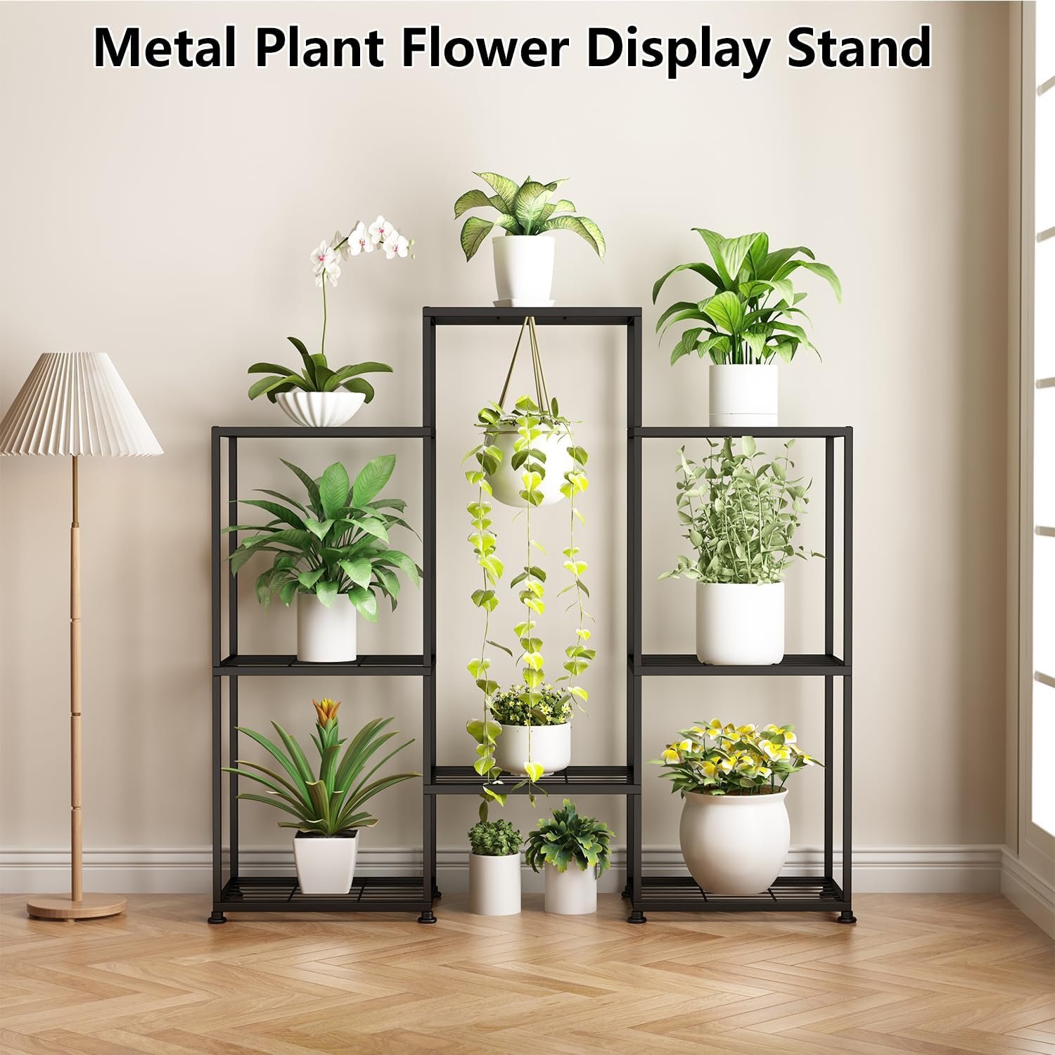 Metal Plant Stand Indoor Metal Plant Stands Outdoor Tiered Plant Shelf for Multiple Plants, 3 Tiers 7 Potted Ladder Plant Holder Table Plant Pot Stand for Window Garden Balcony Living Room