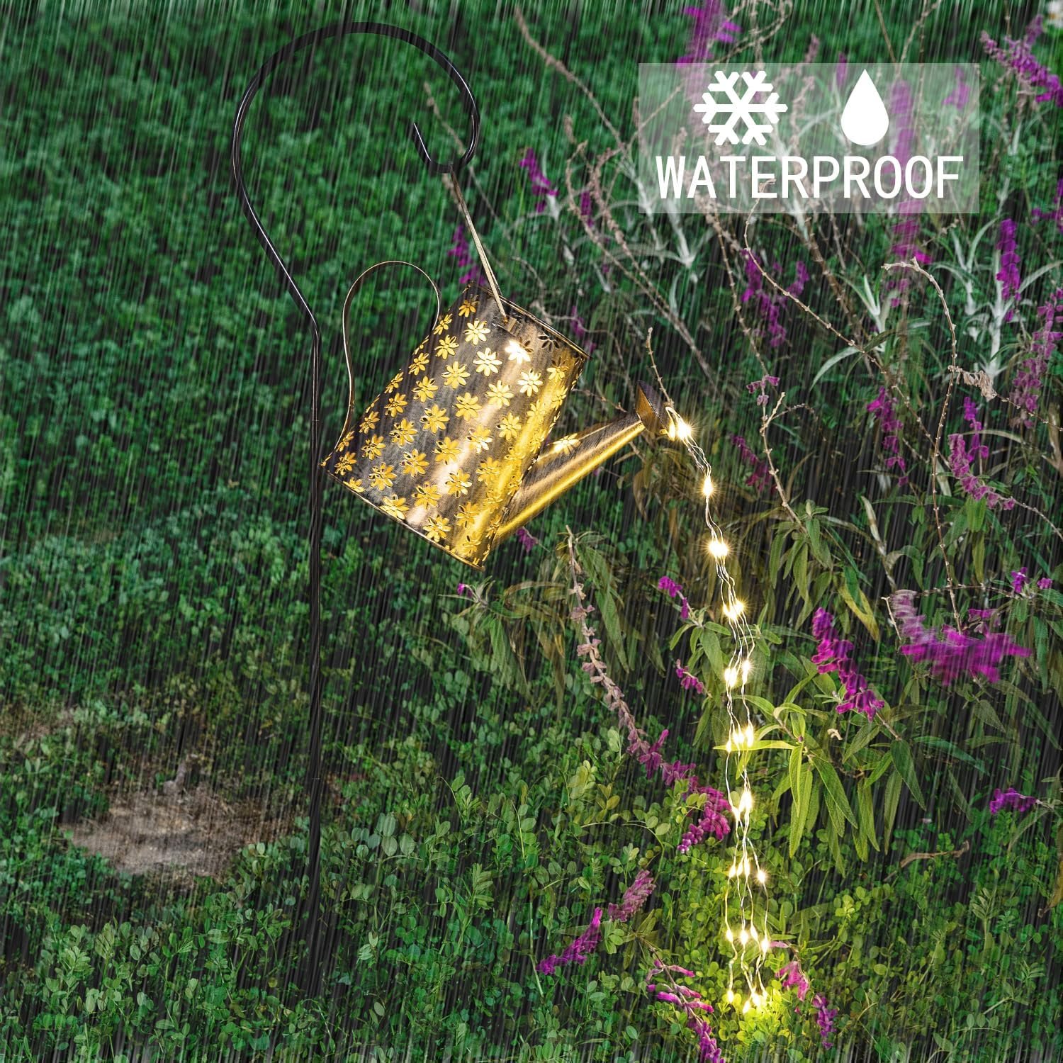 Outdoor Garden Decor Solar Lights, Large Waterproof Watering Can Landscape Lights Hanging Outside Decorations for Gardening Gift Yard Front Porch Clearance Lawn Driveway Patio Backyard Pathway