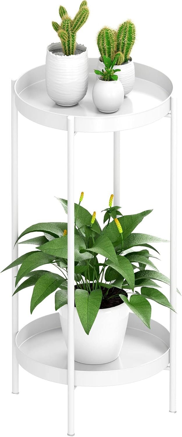 OVICAR Plant Stand Indoor Outdoor - Flower Pot Holder Metal Plant Rack Organizer , 2 Tiers Tall Planter Display Storage Shelf For Home Garden Patio Bathroom Office Living Room Balcony Corner(Black)