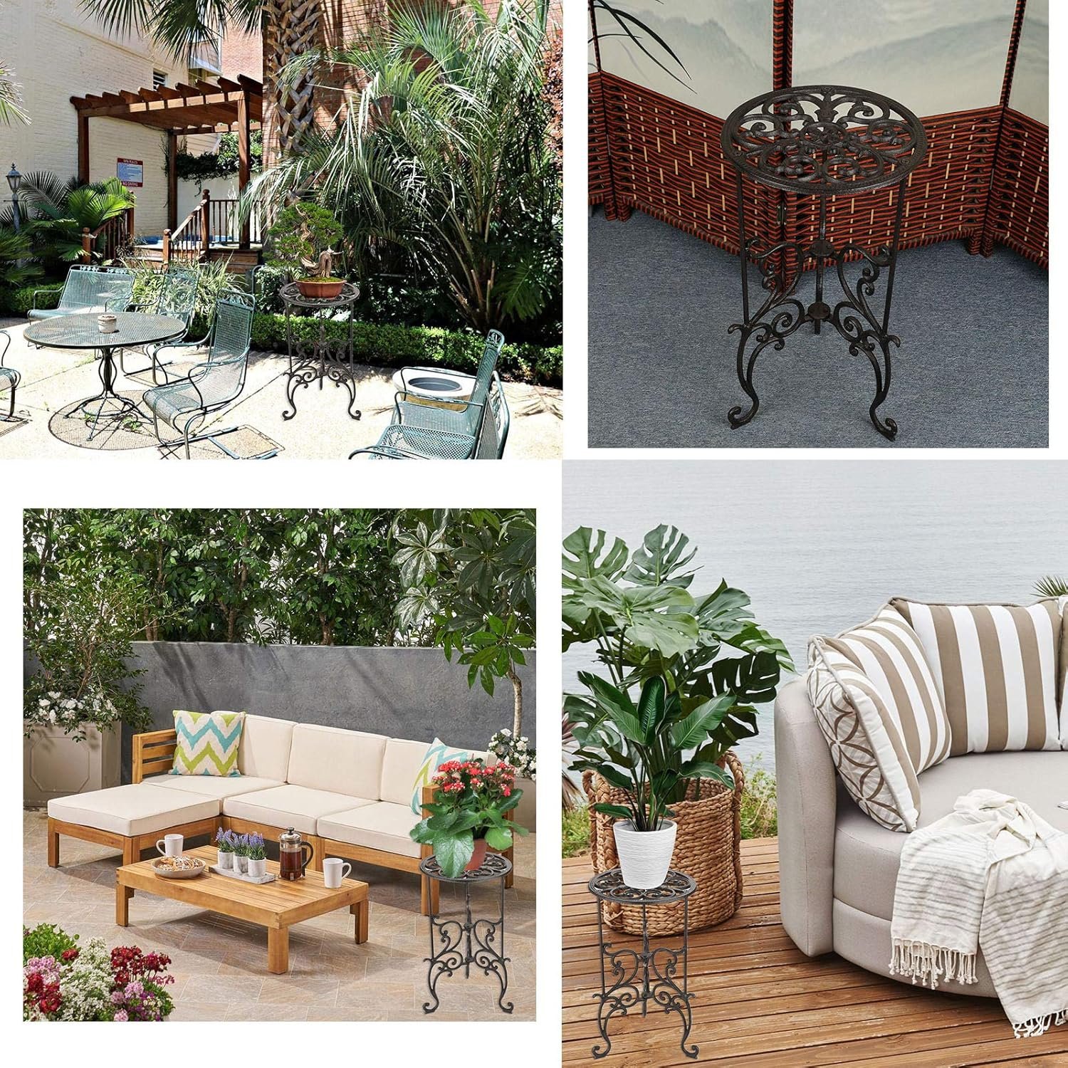 OwnMy Heavy Duty Cast Iron Plant Stand Vintage Wrought Iron Flower Pot Holder, 19.3 Tall Decorative Round Potted Plant Stand Rack, Indoor Outdoor Metal Plant Holder Large Plant Stand for Home Garden