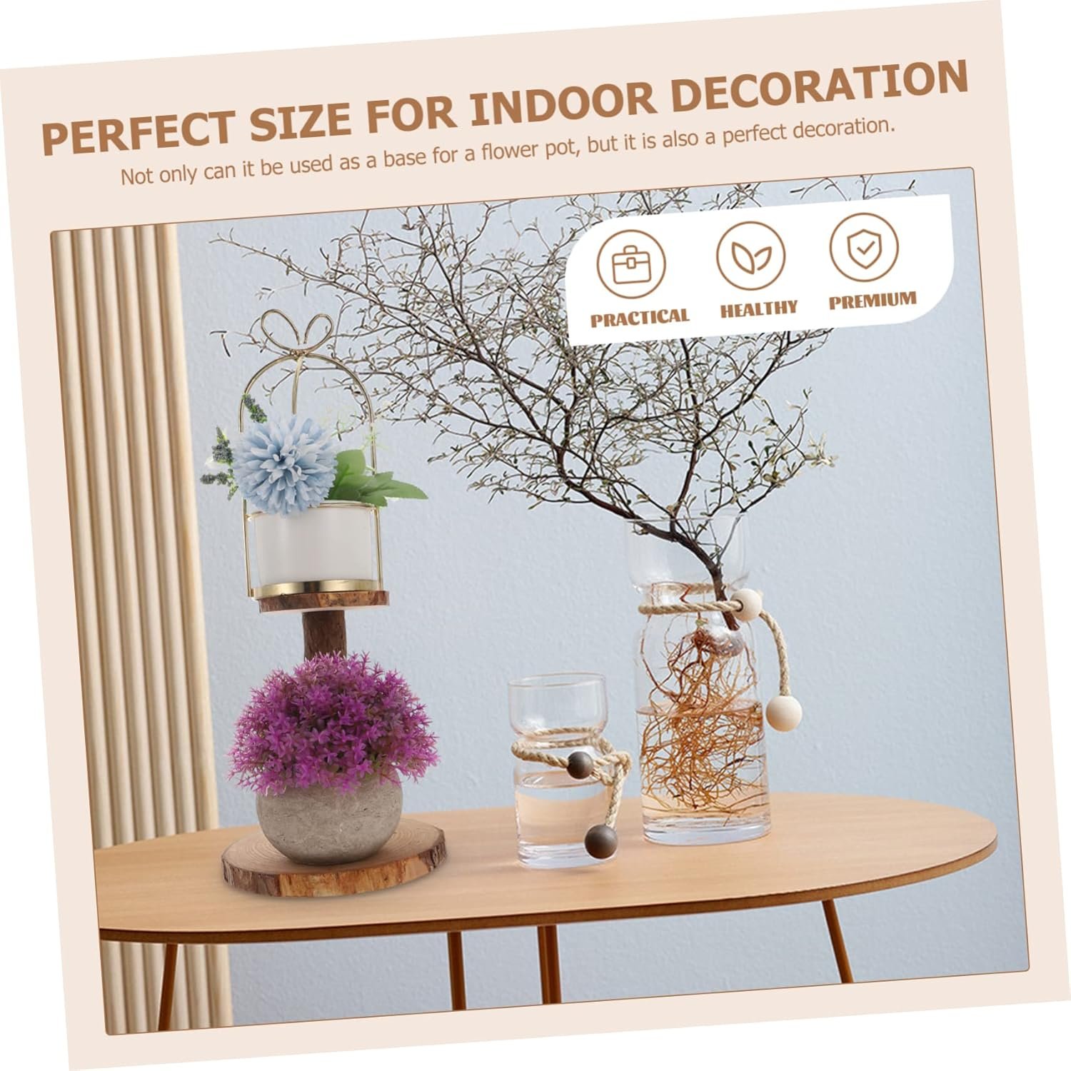 Plant Stand 2 Tier Pot Stand Wood Decorative Plant Display Rack for Home Office