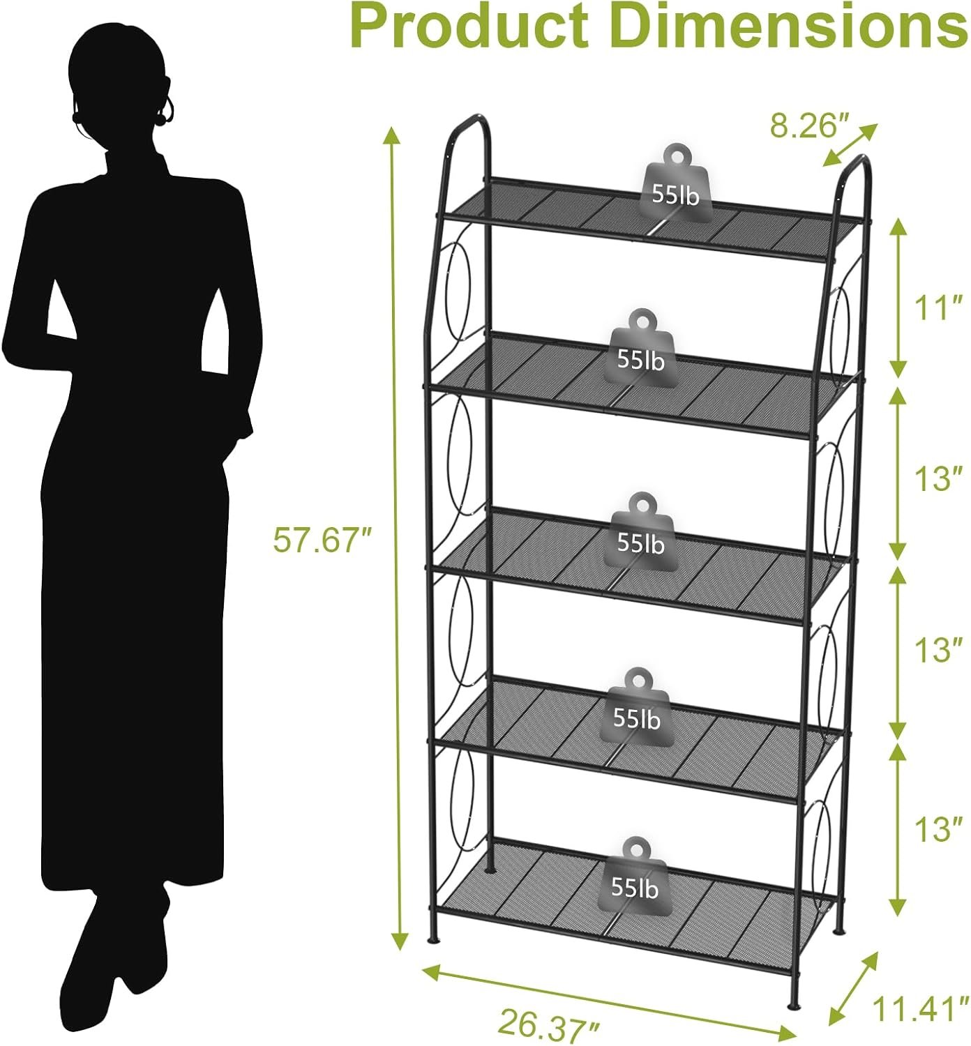 Plant Stand, 4 Tier Plant Shelf for Indoor Outdoor, Heavy Duty Metal Tall Plant Stands Holder Rack for Living Room Balcony and Garden, Black