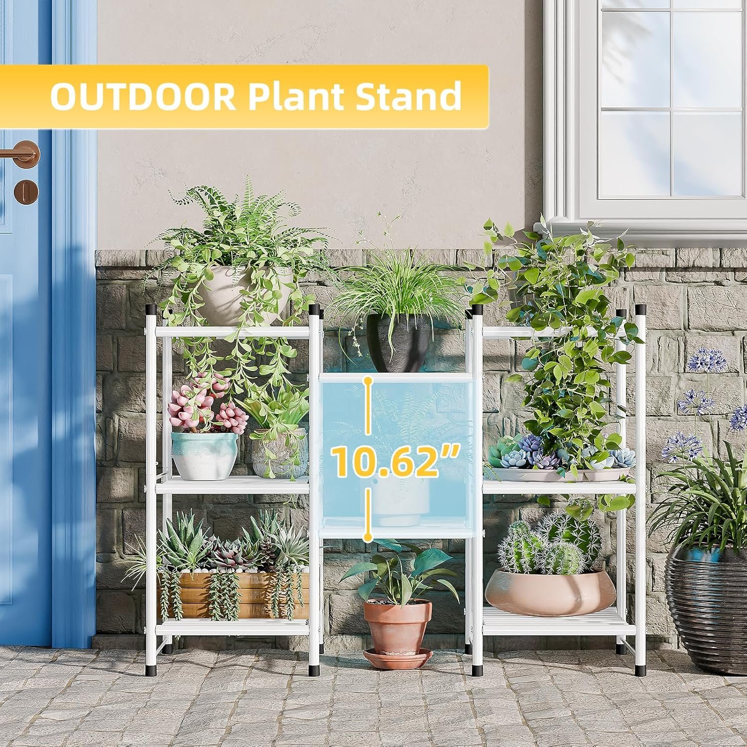 Plant Stand Indoor Outdoor, Heavy Duty Metal Corner Plant Shelf Flower Stand for Living Room, Balcony, Patio, Garden, Black