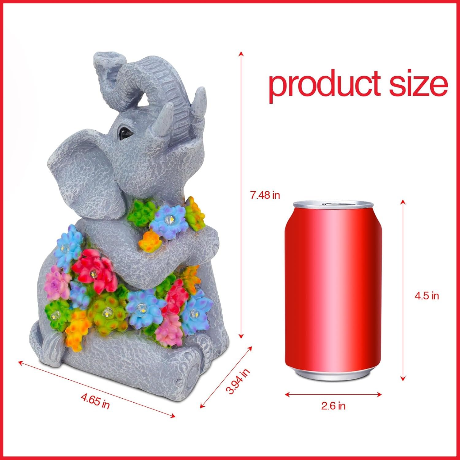 RICHIE Womens Gifts Elephant Statue Solar Garden Decor，Outside Decor Sculptures Statues Lawn Ornaments Art for Home/Patio/Balcony/Front – Unique Gifts for Grandma/Mom/Mother