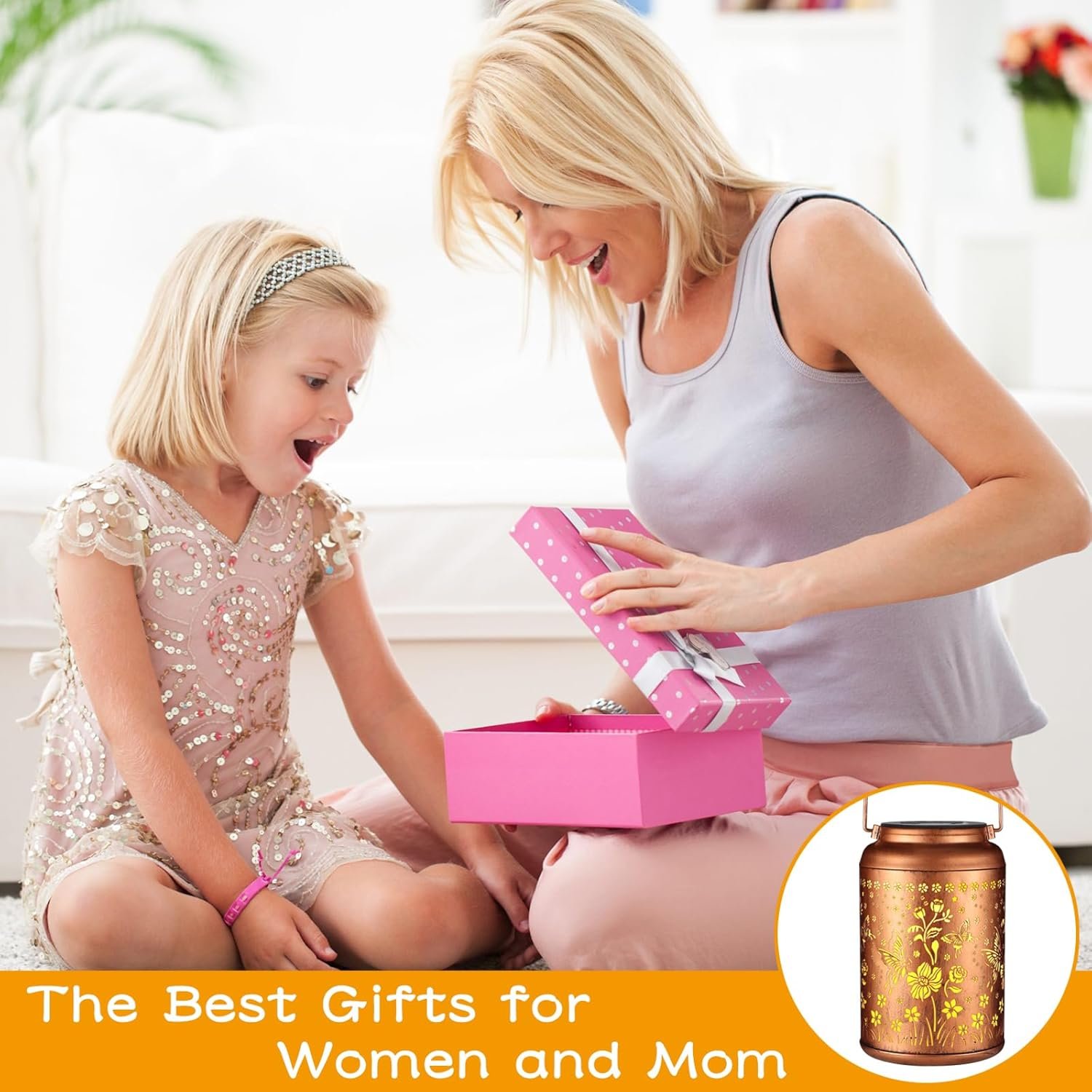 Solar Lantern Outdoor Hanging Lights Christmas Birthday Gifts for Women Mom and Grandma Butterfly Flower Metal Garden Decor Outside Waterproof LED Solar Lanterns for Patio, Yard, Pathway,Landscape