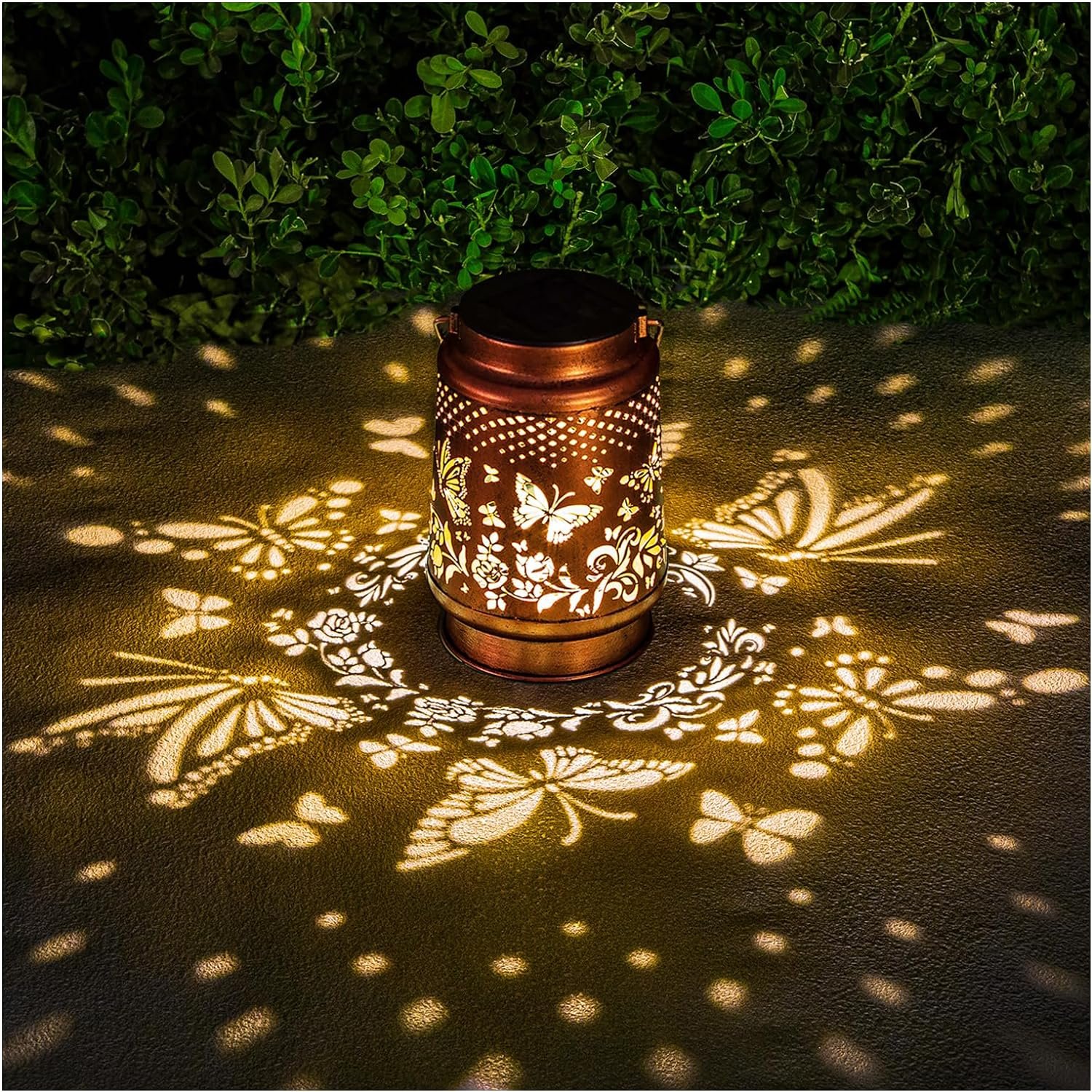 Solar Lanterns Outdoor Waterproof Butterfly Garden Decor Lantern Birthday Gifts for Women Mom Grandma, Hanging Solar Lights Metal Solar Decoration Outside for Yard, Patio, Backyard, Porch