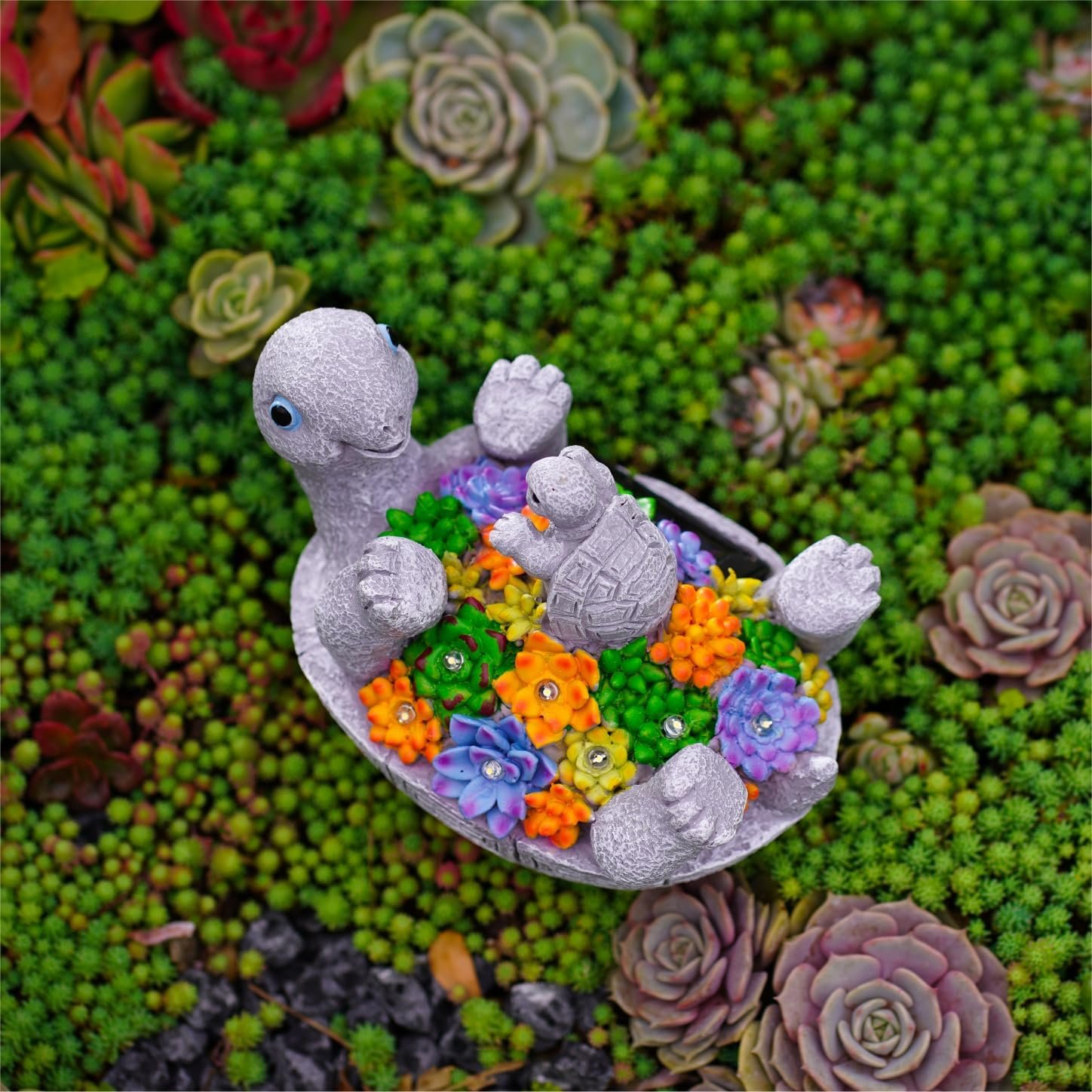 Solar Turtle Figurines Garden Decor, Cute Turtle Statue with Baby with 8 LED Solar Lights Garden Lawn Decorations for Patio Yard, Gifts for Mom Solar Turtle Figurines Garden Decor, Cute Turtle Statue with Baby with 8 LED Solar Lights Garden Lawn Decorations for Patio Yard, Gifts for Mom