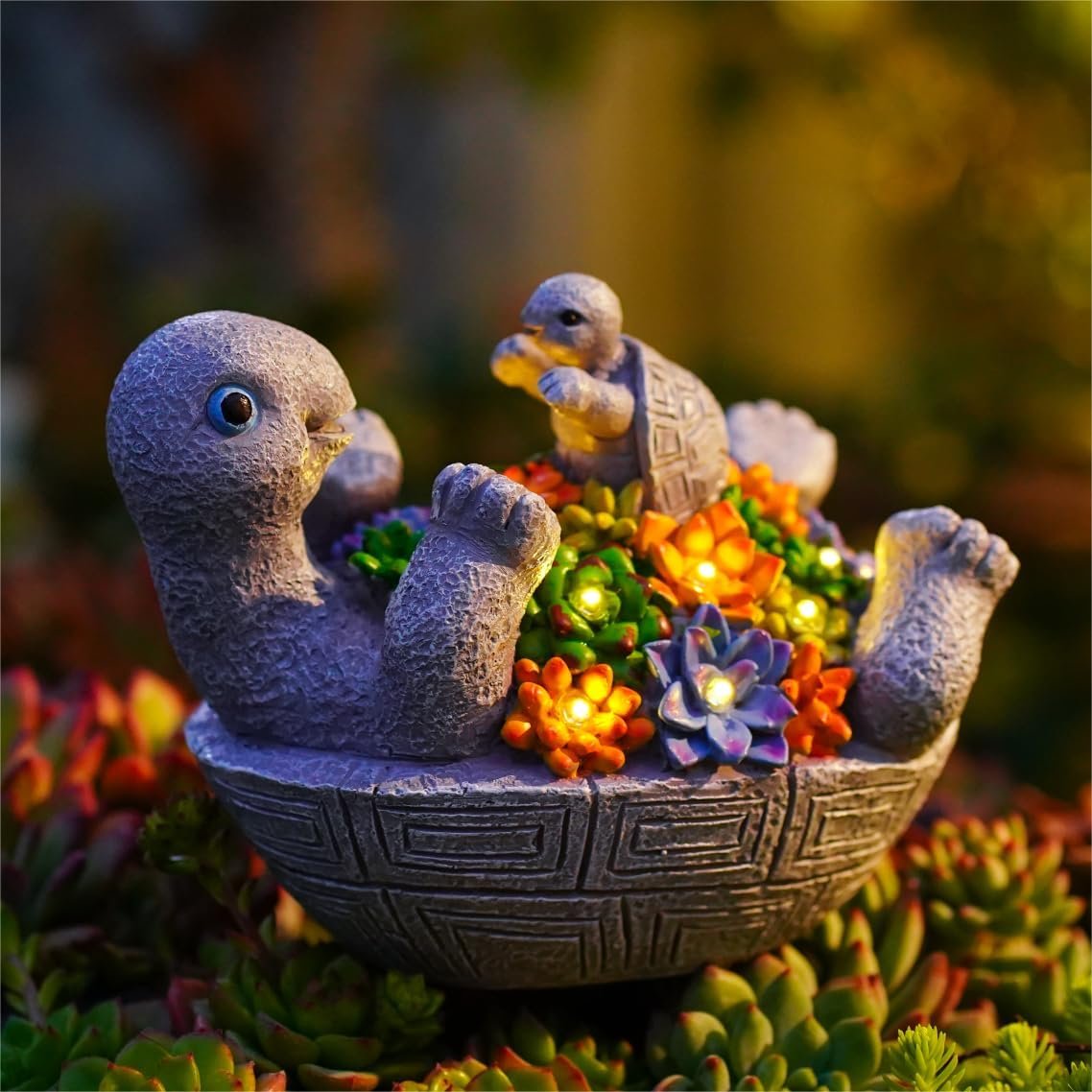 Solar Turtle Figurines Garden Decor, Cute Turtle Statue with Baby with 8 LED Solar Lights Garden Lawn Decorations for Patio Yard, Gifts for Mom Solar Turtle Figurines Garden Decor, Cute Turtle Statue with Baby with 8 LED Solar Lights Garden Lawn Decorations for Patio Yard, Gifts for Mom