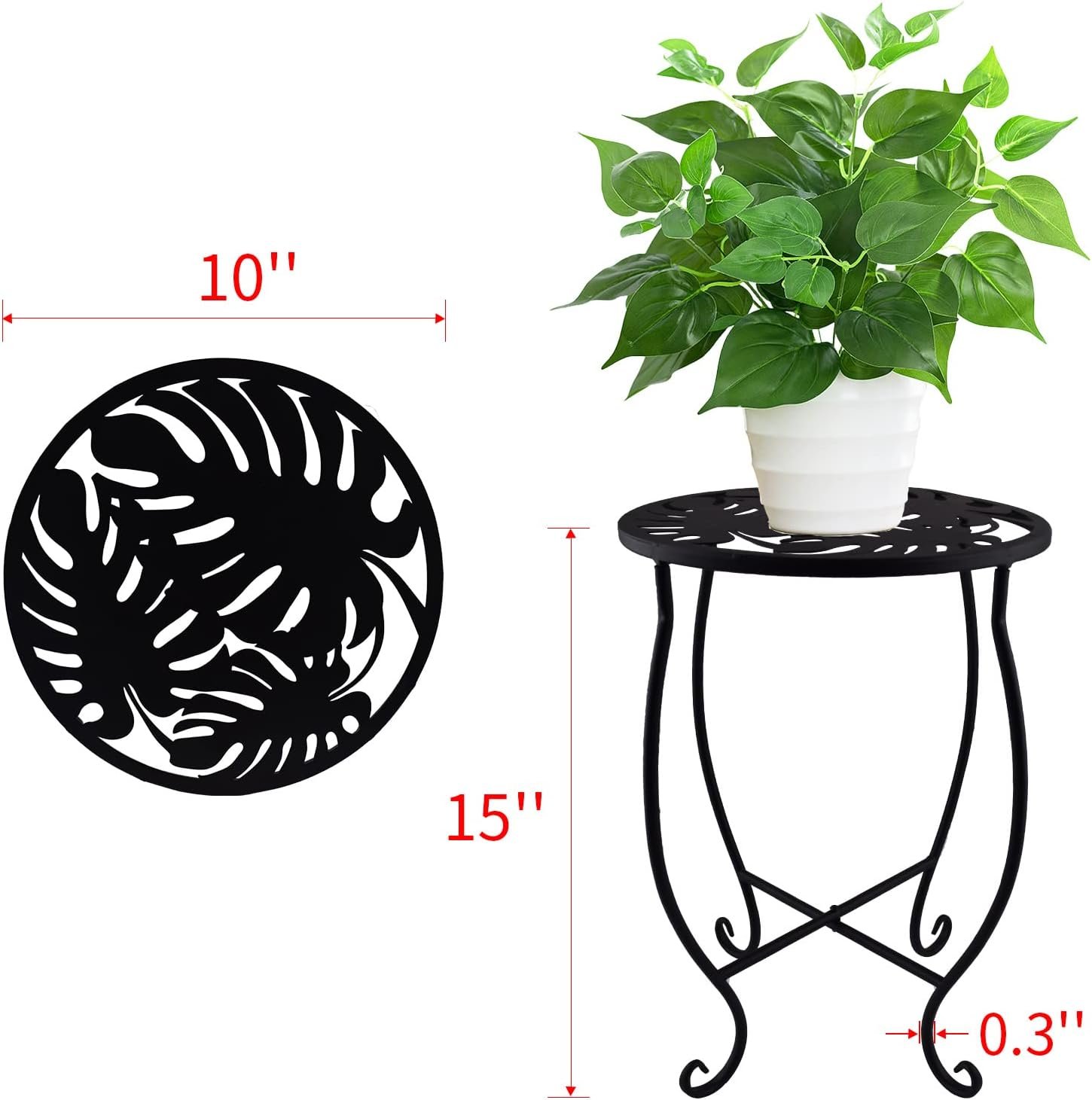 TLBTEK Planter Stand,10 Inch Metal Round Potted Plant Stands Indoor Outdoor ,Single Modern Flower Pot Stand Holder Rack Planter Display for Home,Kitchen,Patio,Garden, Corner, Balcony and Bedroom (Style 4)