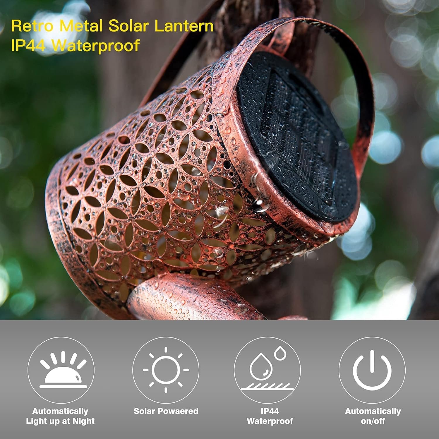 Udreem Solar Lights Outdoor Decorative, Solar Lantern Outdoor Hanging Waterproof Hollowed-Out Design, Decorative Retro Metal Solar Light with Hook for Garden Table Patio Yard Pathway Walkway Udreem Solar Lights Outdoor Decorative, Solar Lantern Outdoor Hanging Waterproof Hollowed-Out Design, Decorative Retro Metal Solar Light with Hook for Garden Table Patio Yard Pathway Walkway