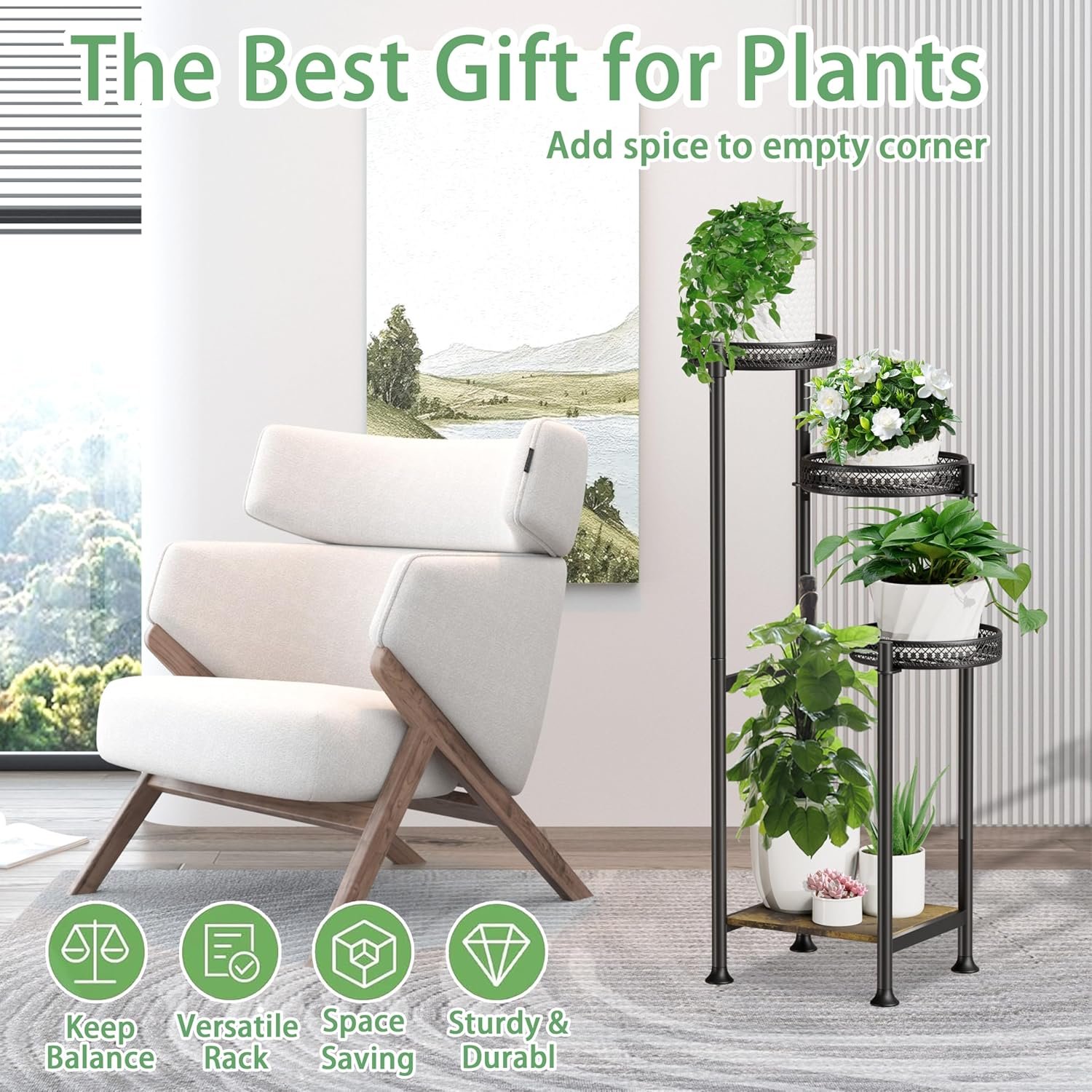 4 Tier Plant Stand Indoor,32in Tall Corner Metal Black Plant Stands,Modern Tiered Plant Holder for Outdoor Patio Garden Balcony 4 Tier Plant Stand Indoor,32in Tall Corner Metal Black Plant Stands,Modern Tiered Plant Holder for Outdoor Patio Garden Balcony