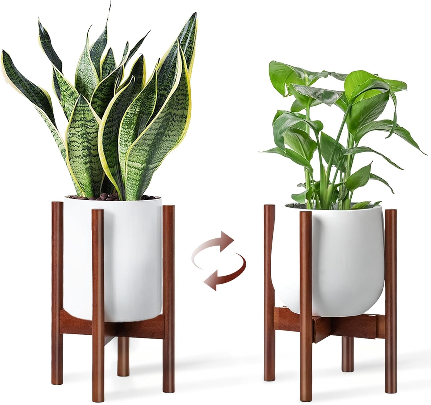 Adjustable Plant Stand Indoor, Bamboo Plant Stand Fits 8 9 10 11 12 Inches, Small Corner Planter Holder for Indoor Plants, Single Floor Plant Stands for Living Room Balcony, Reddish Brown