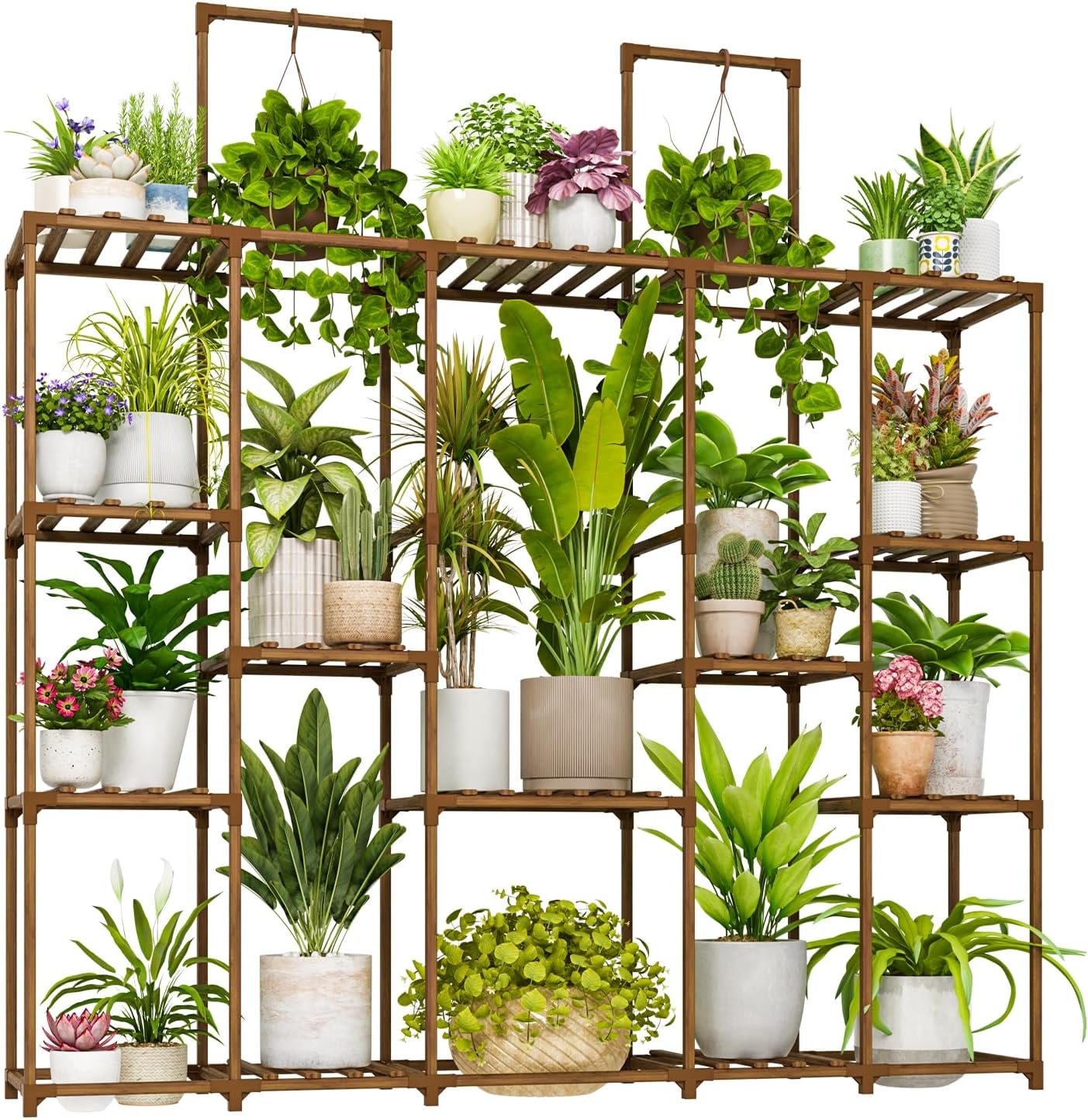 Bamworld Plant Stand Indoor Large Plant Shelf 62.2 Tall Wood Plant Holder Outdoor for Multiple Plants Hanging Plant Rack for Living Room Garden Balcony, Brown Bamworld Plant Stand Indoor Large Plant Shelf 62.2 Tall Wood Plant Holder Outdoor for Multiple Plants Hanging Plant Rack for Living Room Garden Balcony, Brown